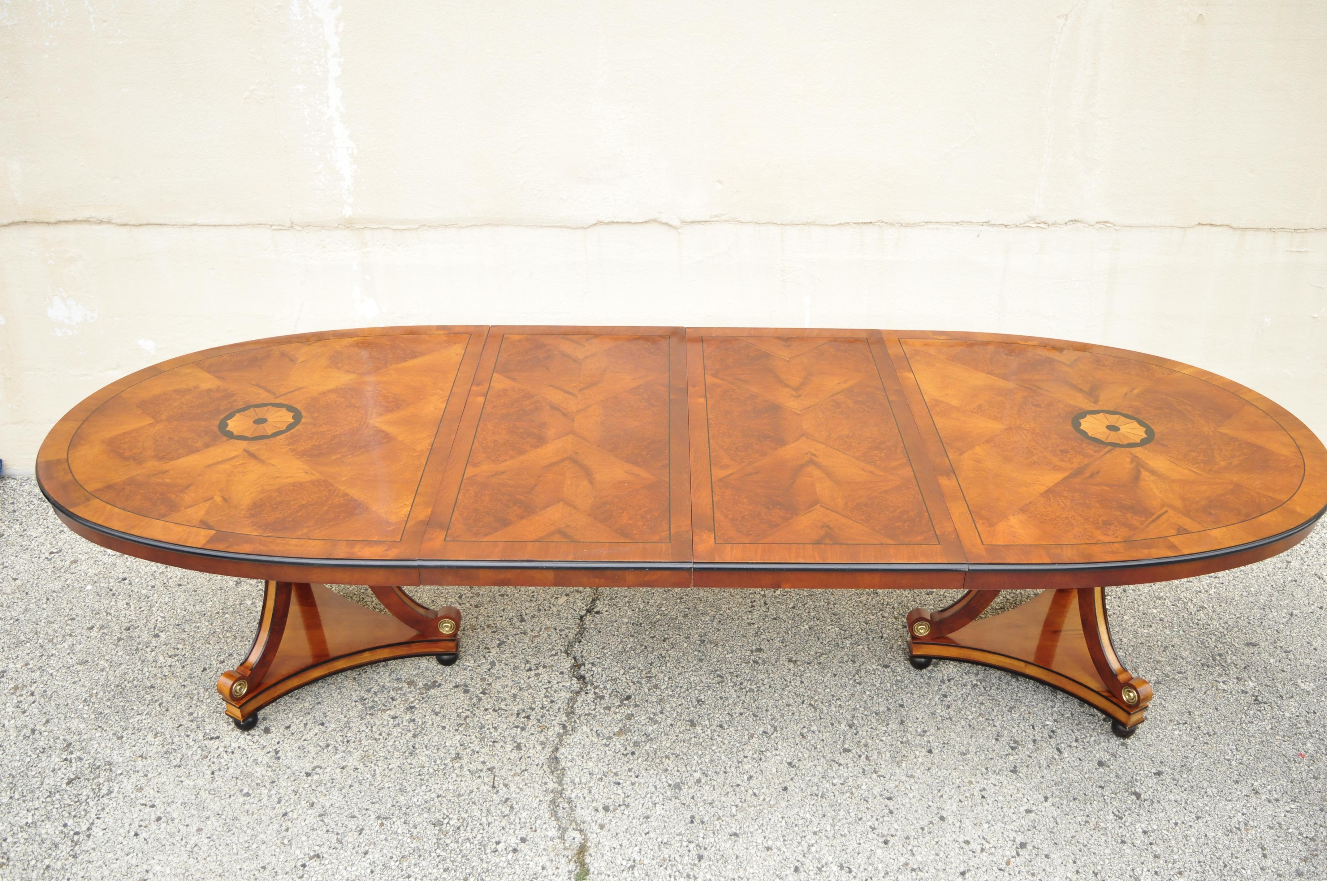 Burl Century Furniture Co. Capuan Collection Biedermier Double Pedestal Dining Table