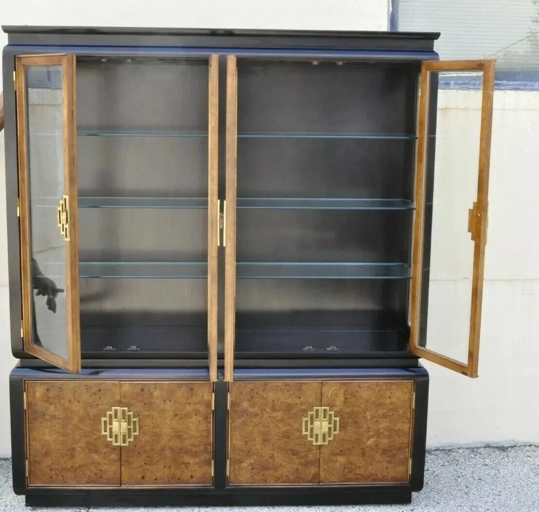 Vetro Century Furniture Co Chin Hua Burl Wood, espositore cinese per porcellane Libreria