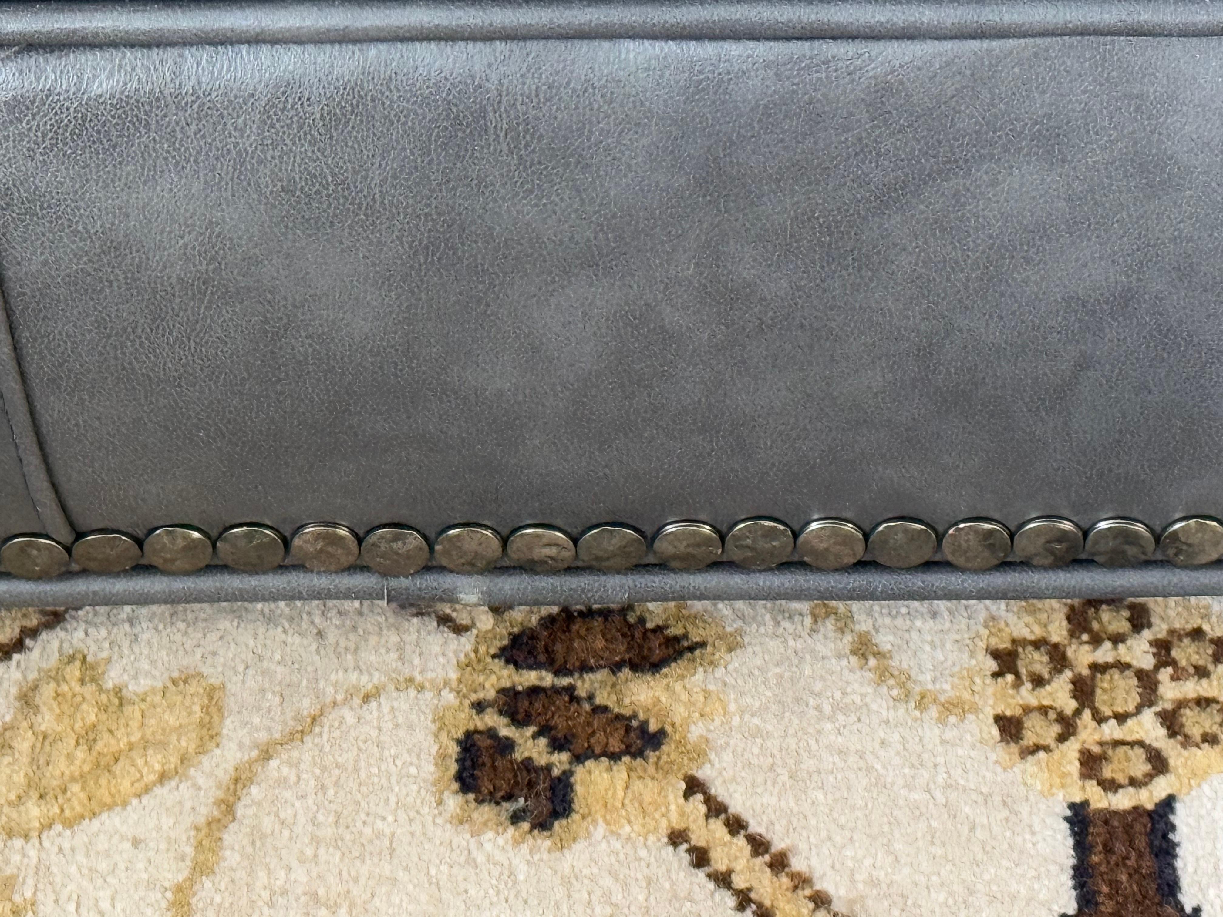 Century Furniture Company Mint Condition Gray Leather L-Shaped Sectional Sofa 6