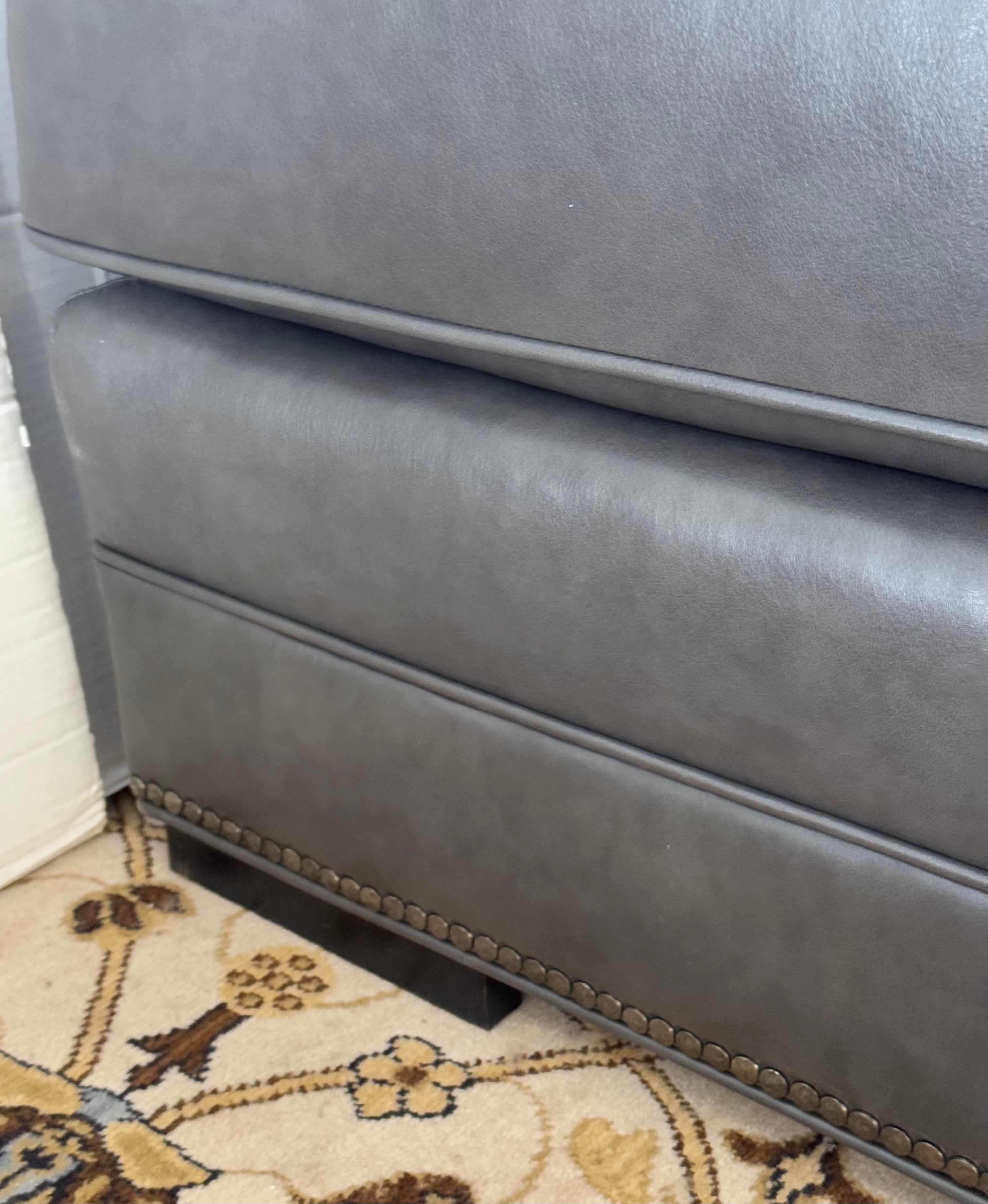 Century Furniture Company Mint Condition Gray Leather L-Shaped Sectional Sofa 11