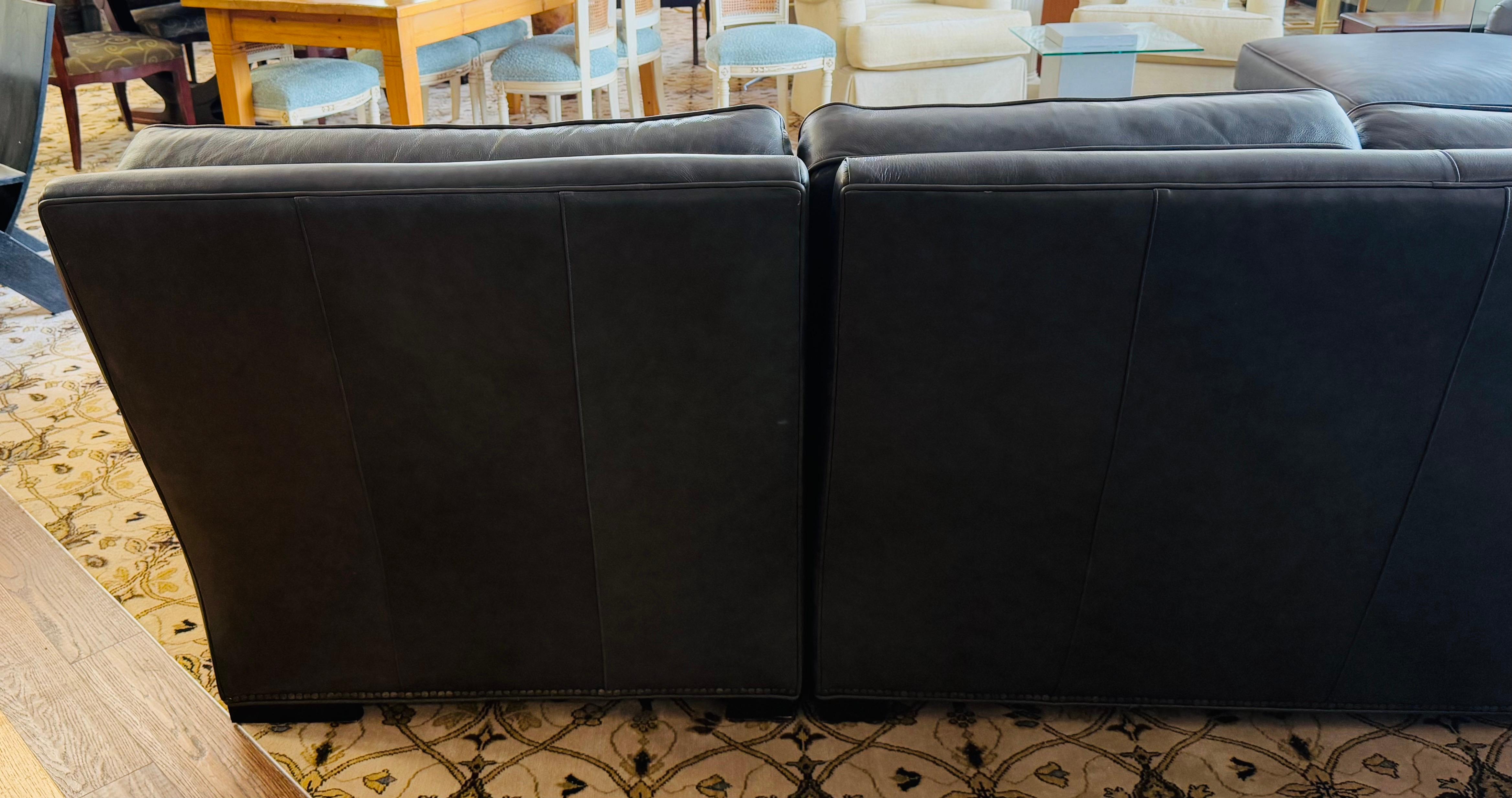 Century Furniture Company Mint Condition Gray Leather L-Shaped Sectional Sofa 2