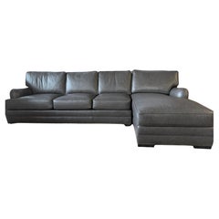Century Furniture Company Mint Condition Gray Leather L-Shaped Sectional Sofa