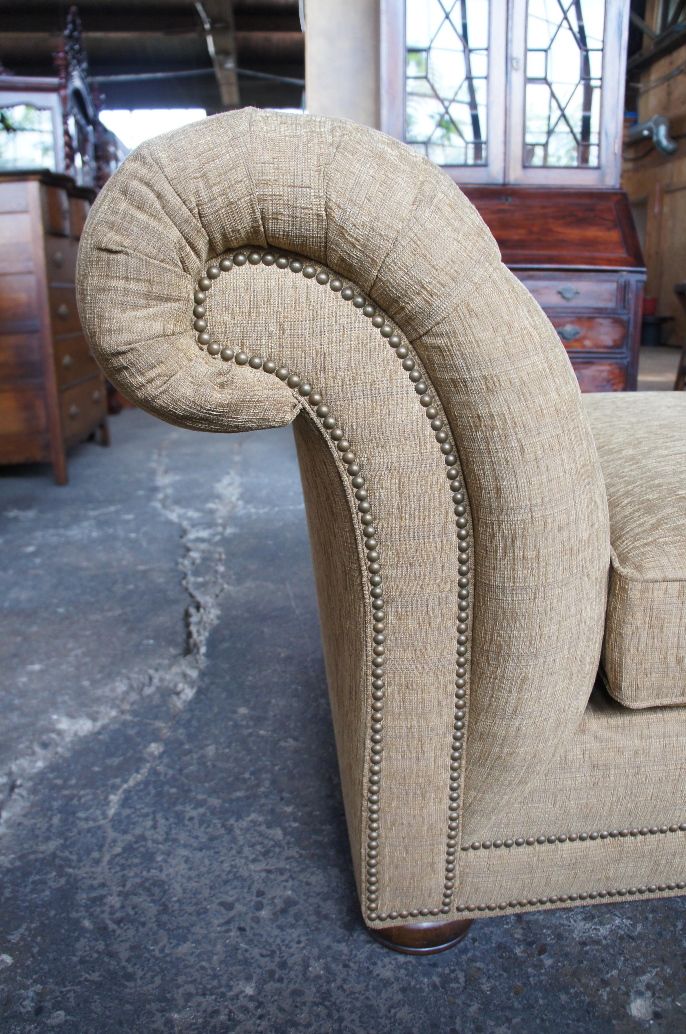 Century Furniture Deb Chaise Lounge Tufted Scroll Back Chesterfield Chair In Good Condition In Dayton, OH