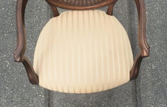 Century Furniture Directoire Style Walnut Upholstered seat & Cane Back Armchair