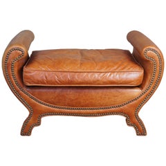 Century Furniture Duke of York Leather Studded Bench Ottoman Seat LR-38071