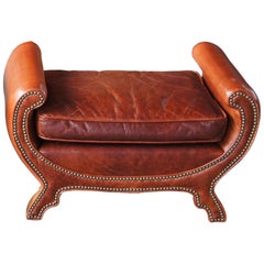 Century Furniture Duke of York Leather Studded Benche Ottoman Seat LR-38071