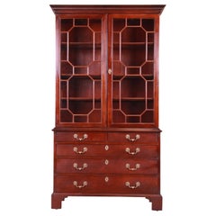 Century Furniture English Chippendale Mahogany Bureau with Bookcase Cabinet