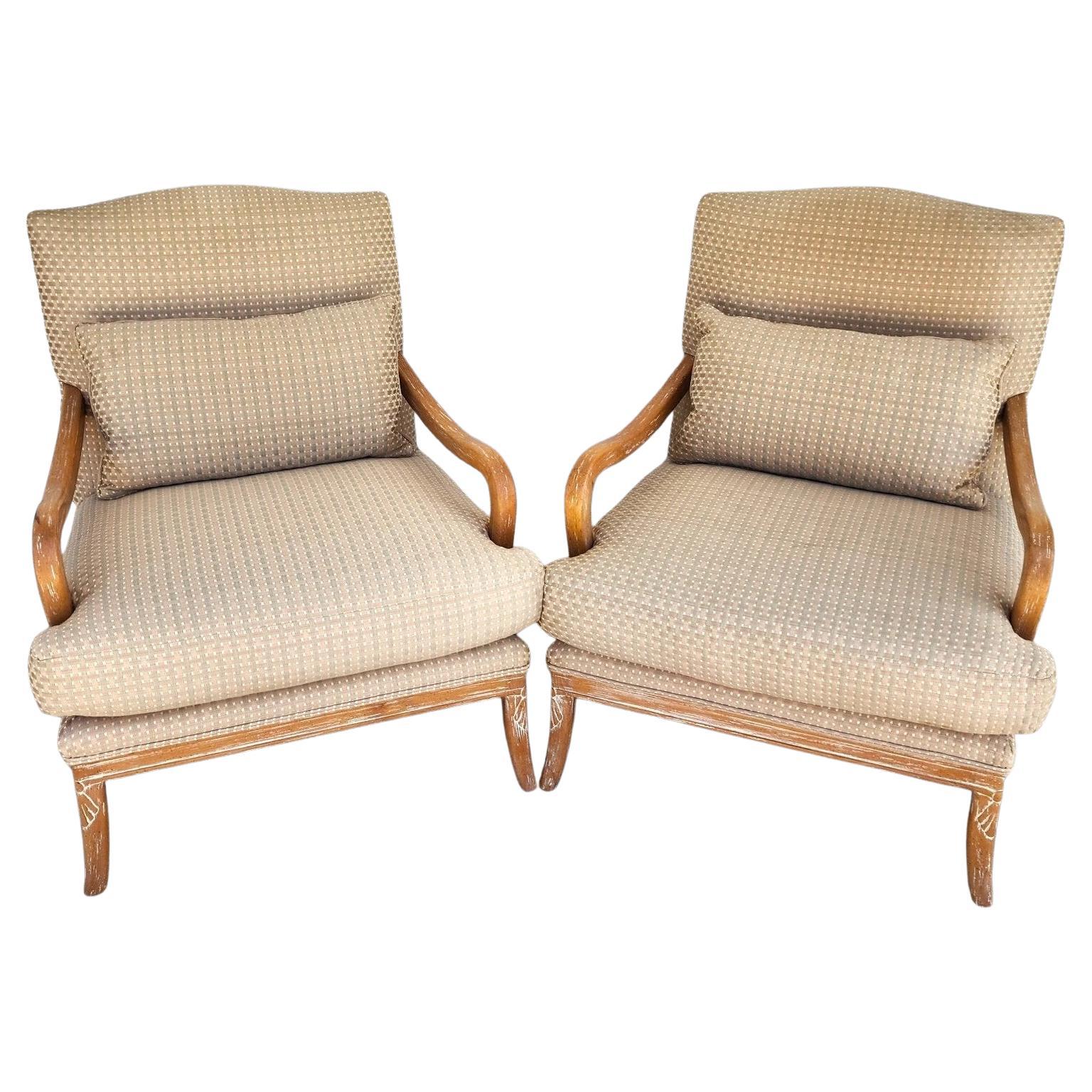Century Furniture French Country Lounge Chairs Pair