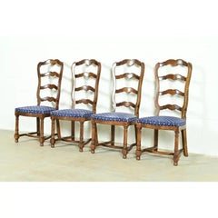 Century Furniture French Country Oak Ladder Back Dining Chairs, Set of Four