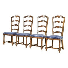 Century Furniture French Country Oak Ladder Back Dining Chairs, Set of Four