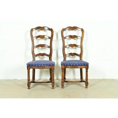 Century Furniture French Country Oak Side Chairs or Dining Chairs, Pair