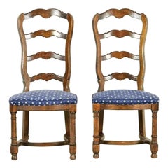 Century Furniture French Country Oak Side Chairs or Dining Chairs, Pair