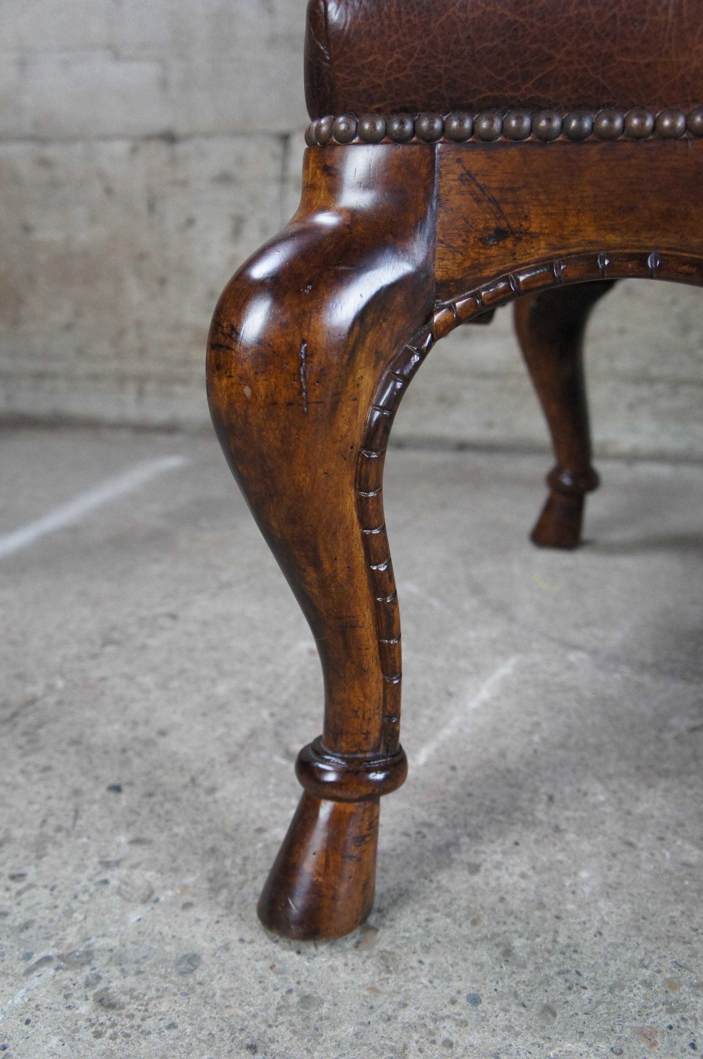 19. Jahrhundert Möbel Französisch Hochlehn geschnitzt Fauteuil Club Bibliothek Sessel Leder im Angebot 6