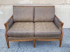 Century Furniture French Louis XVI Style Cane Back Tiger Stripe Settee Loveseat