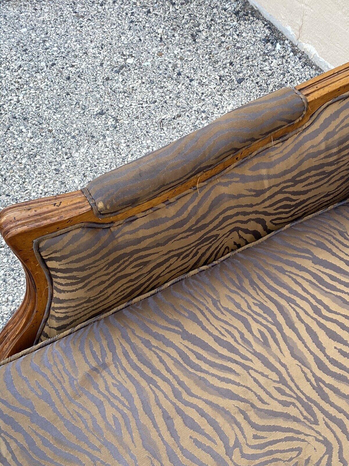 Century Furniture French Louis XVI Style Cane Back Tiger Stripe Settee Loveseat 1