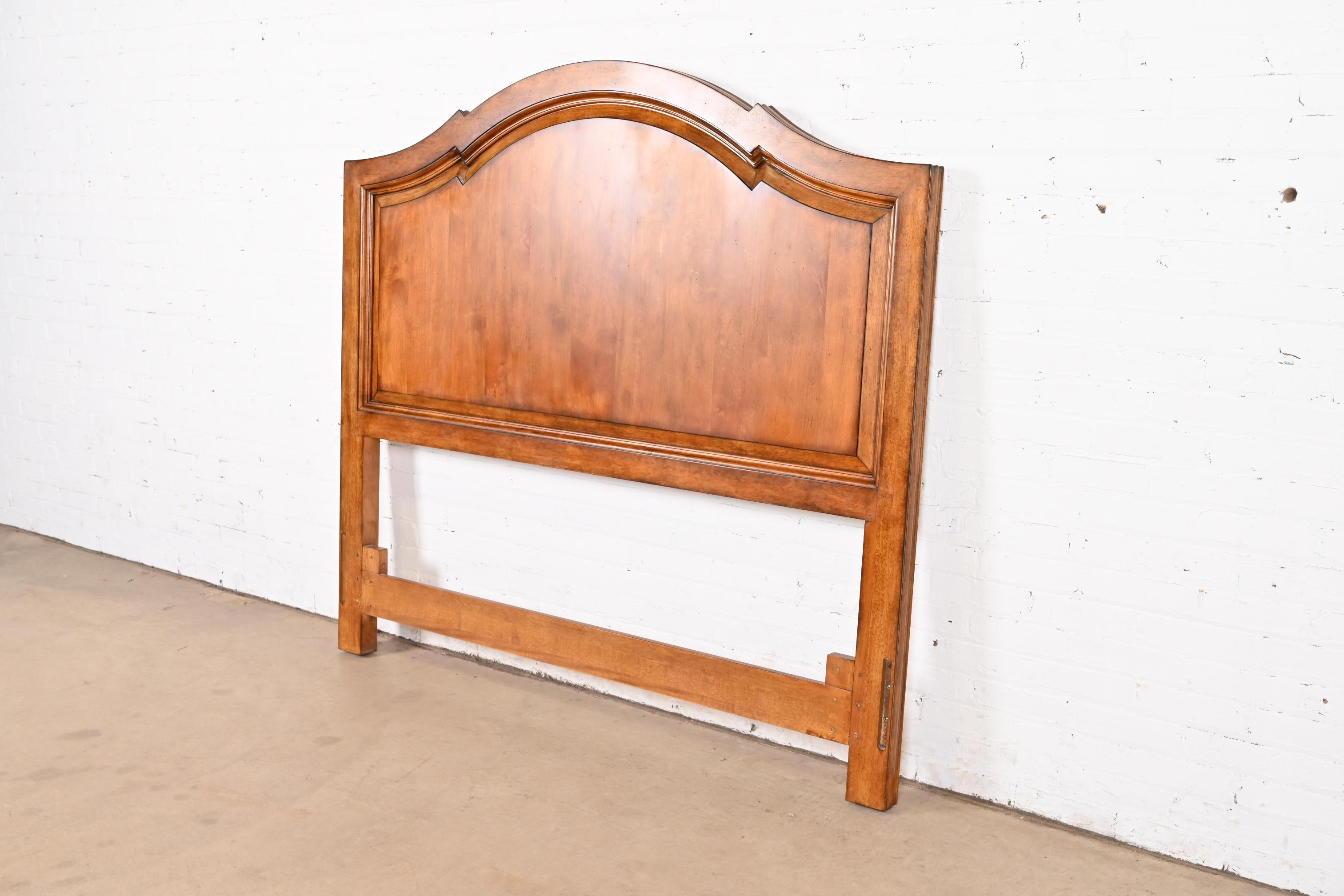 Century Furniture French Provincial Carved Cherry Wood Queen Size Headboard In Good Condition In South Bend, IN