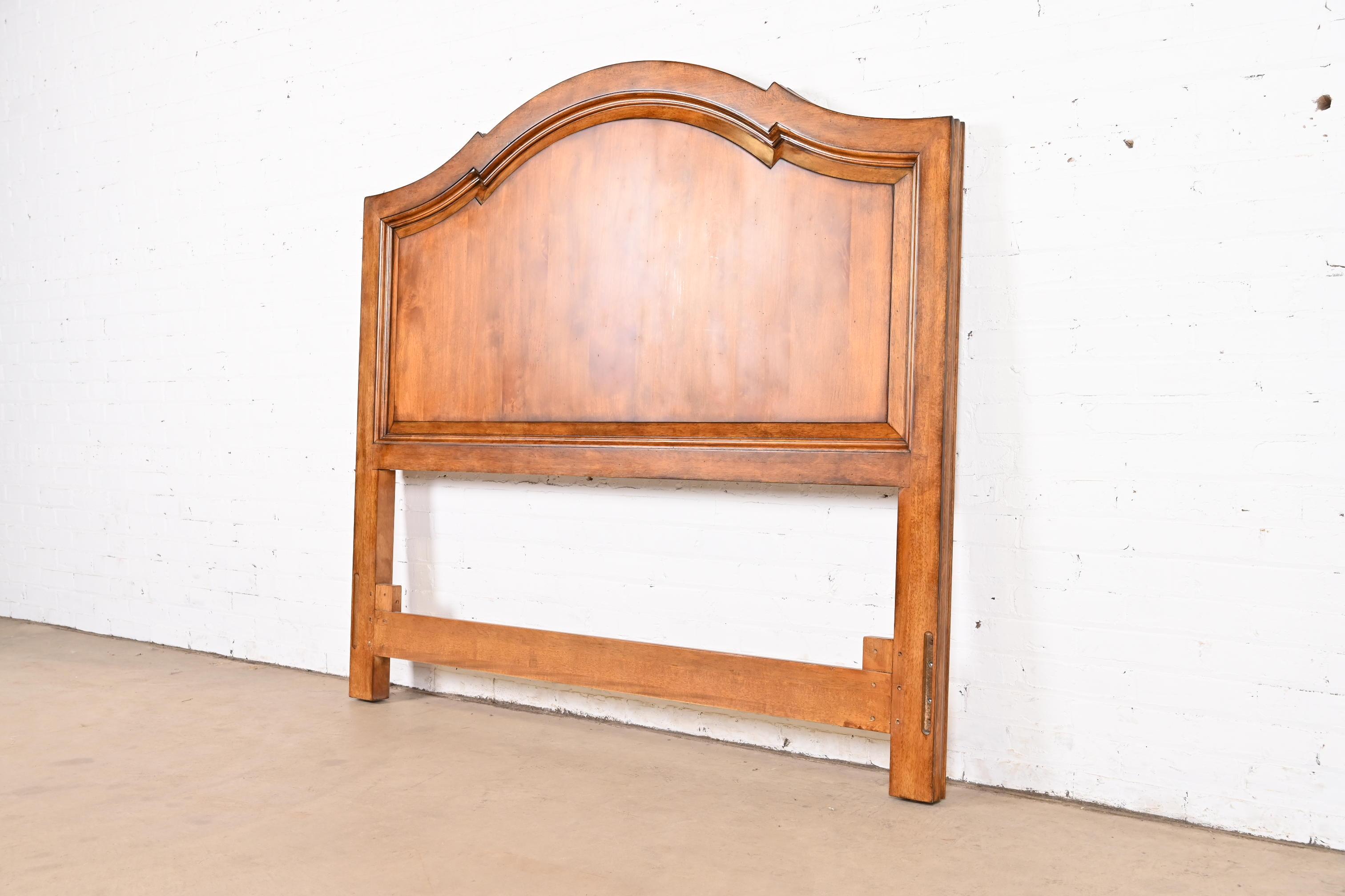 20th Century Century Furniture French Provincial Carved Cherry Wood Queen Size Headboard