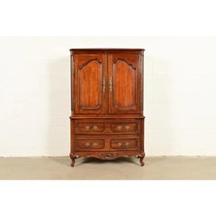 Century Furniture French Provincial Louis XV Carved Cherry Wood Armoire Dresser