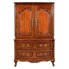 Century Furniture French Provincial Louis XV Carved Cherry Wood Armoire Dresser