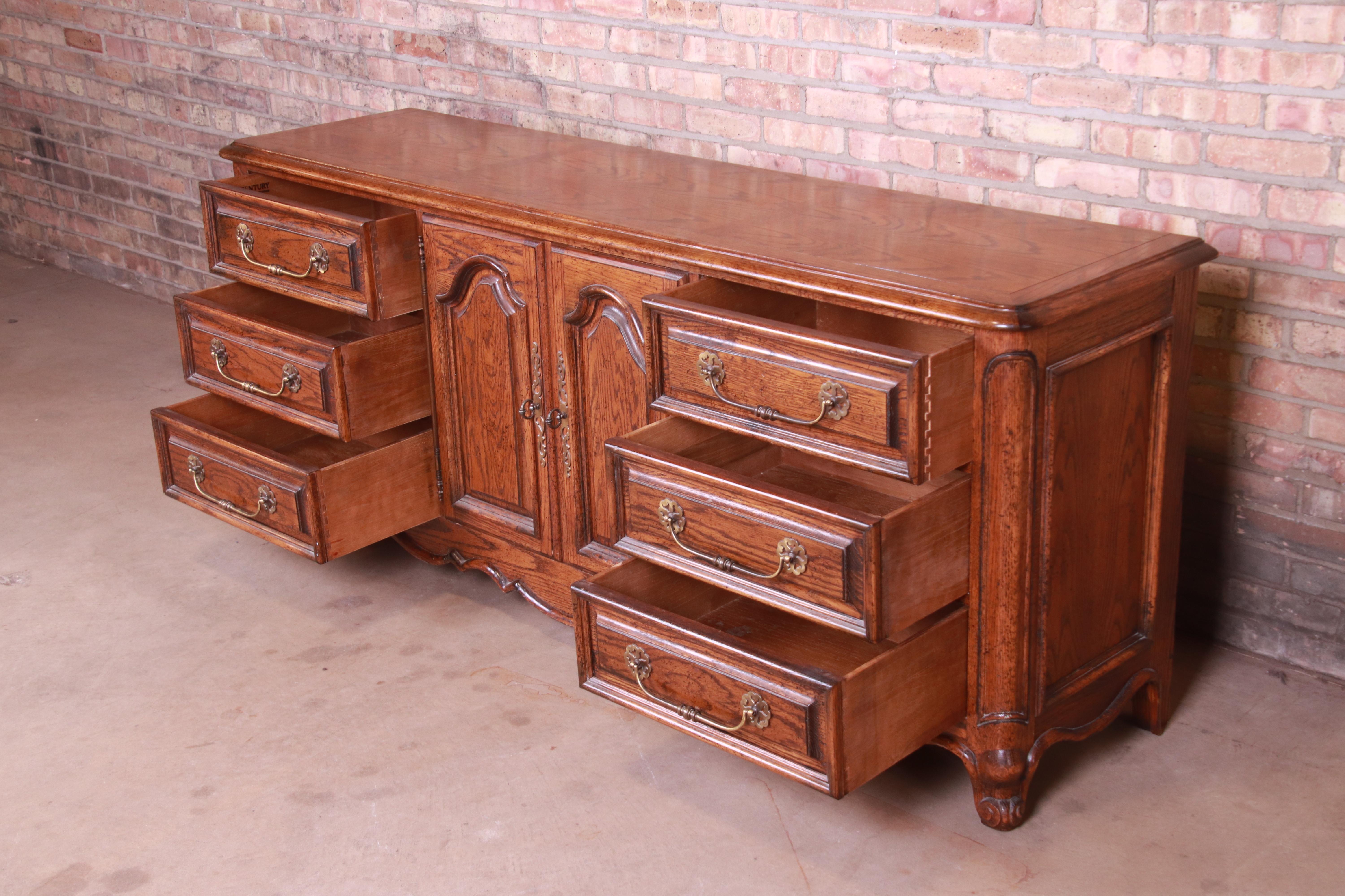 Century Furniture French Provincial Louis XV Carved Oak Dresser or Credenza 4