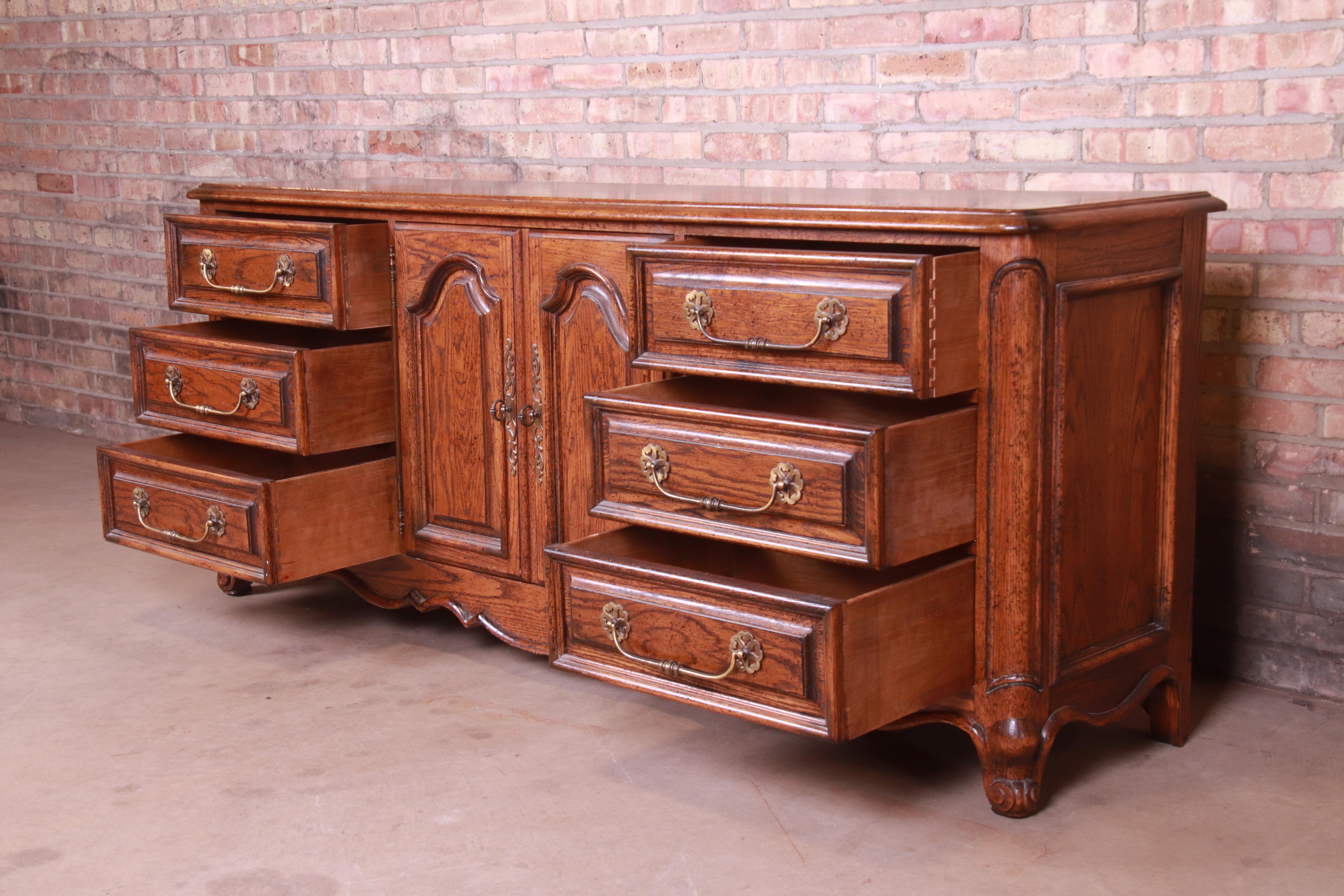Century Furniture French Provincial Louis XV Carved Oak Dresser or Credenza 1