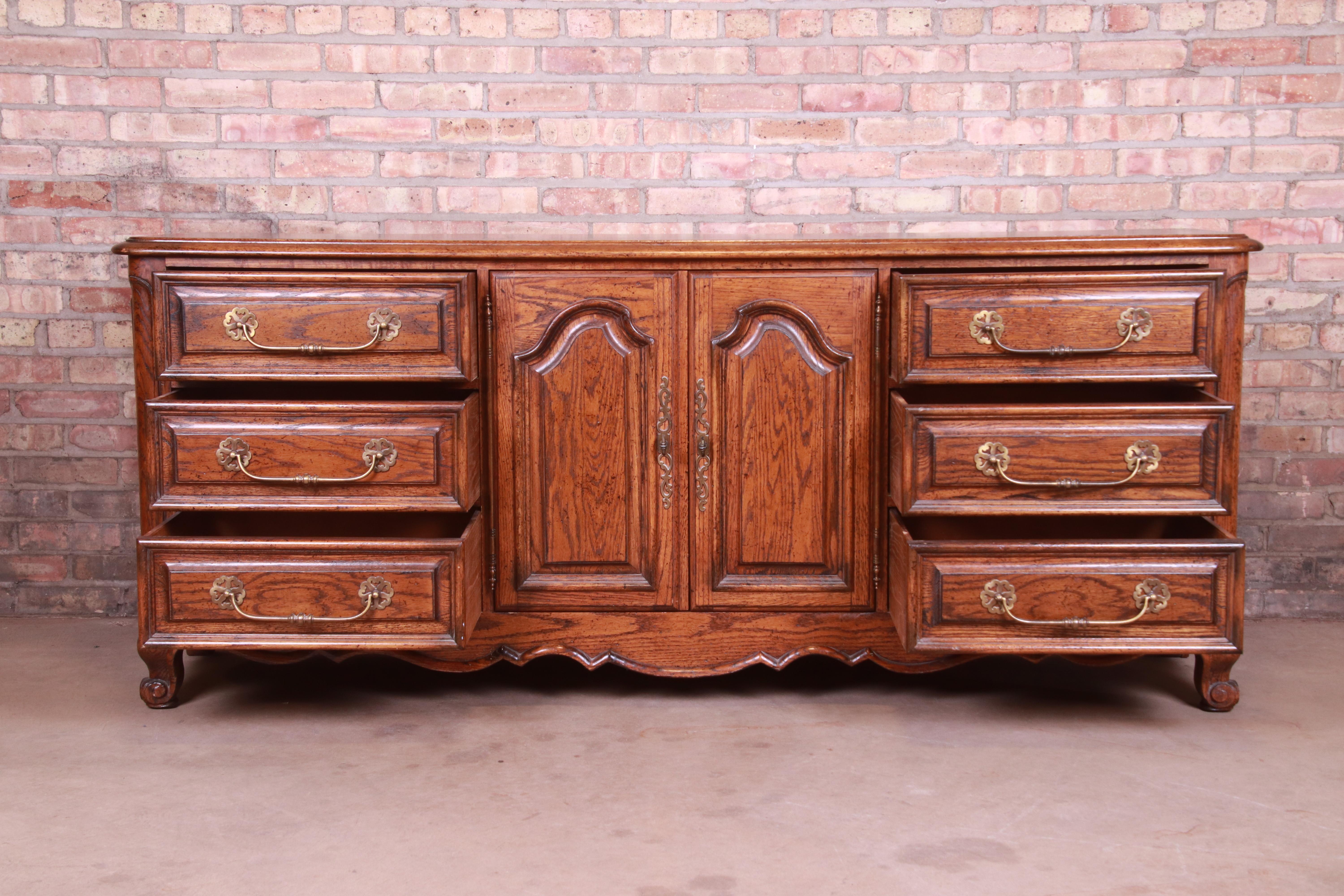 Century Furniture French Provincial Louis XV Carved Oak Dresser or Credenza 2