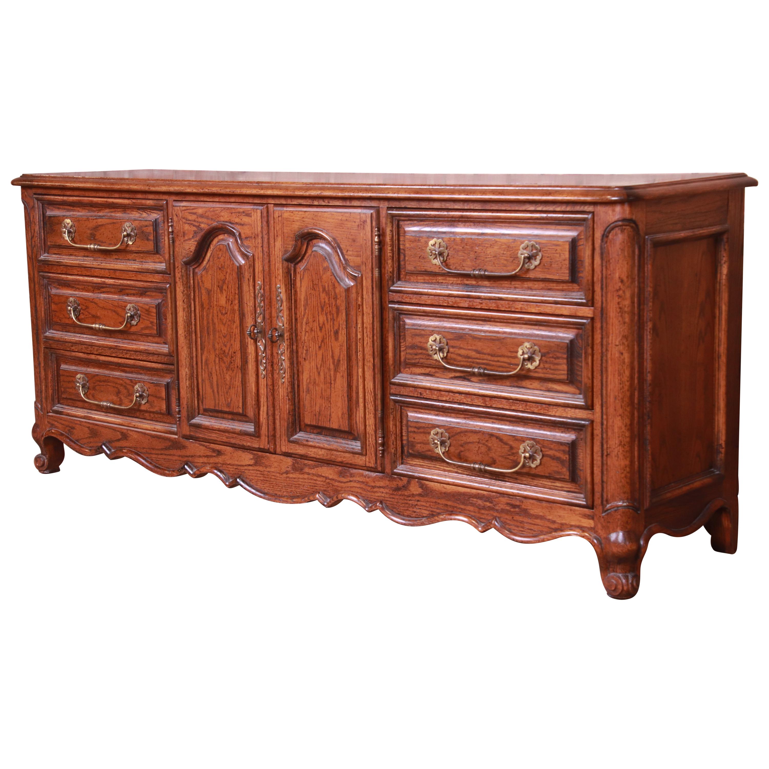 Century Furniture French Provincial Louis XV Carved Oak Dresser or Credenza