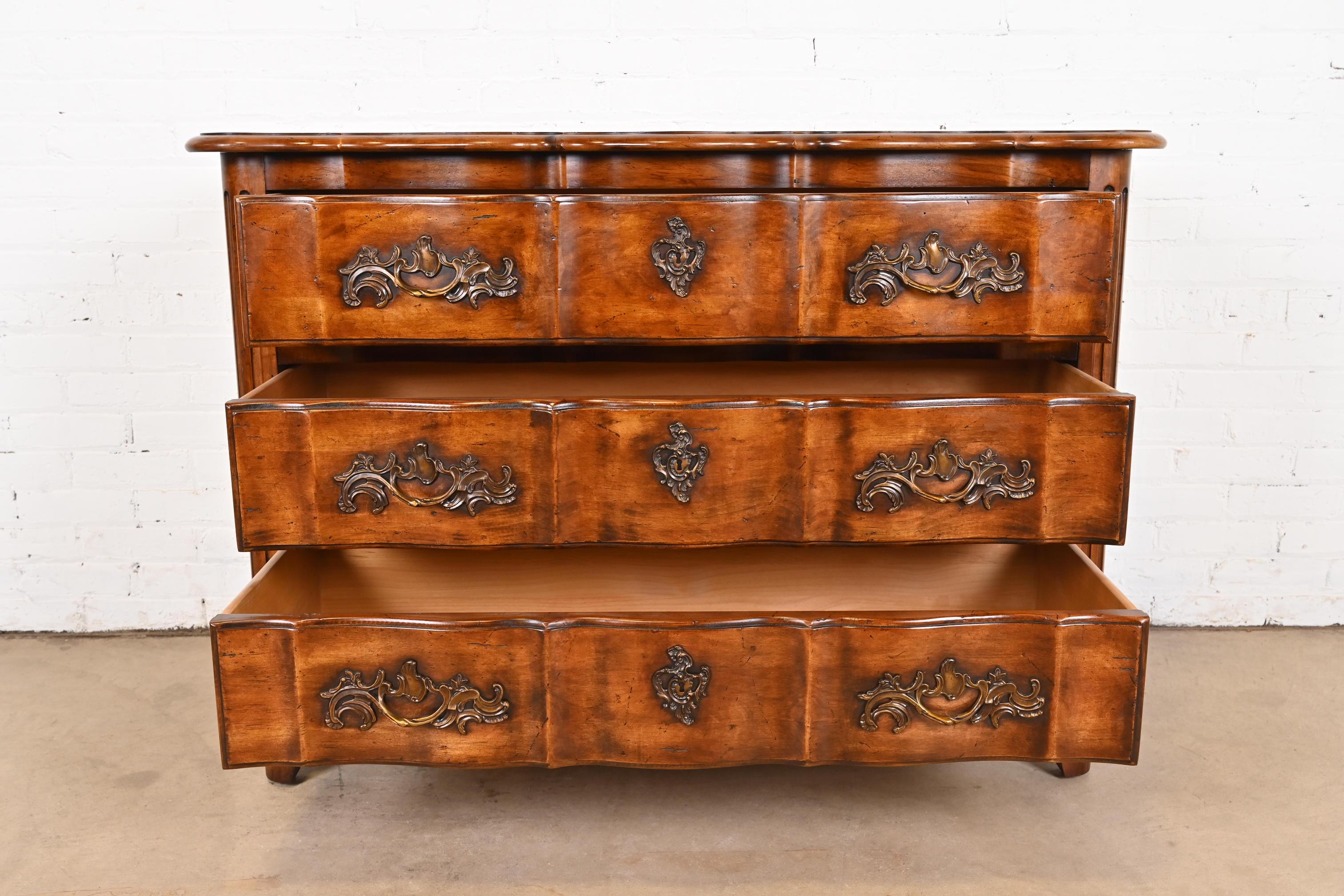 Century Furniture French Provincial Louis XV Carved Walnut Chest of Drawers For Sale 4