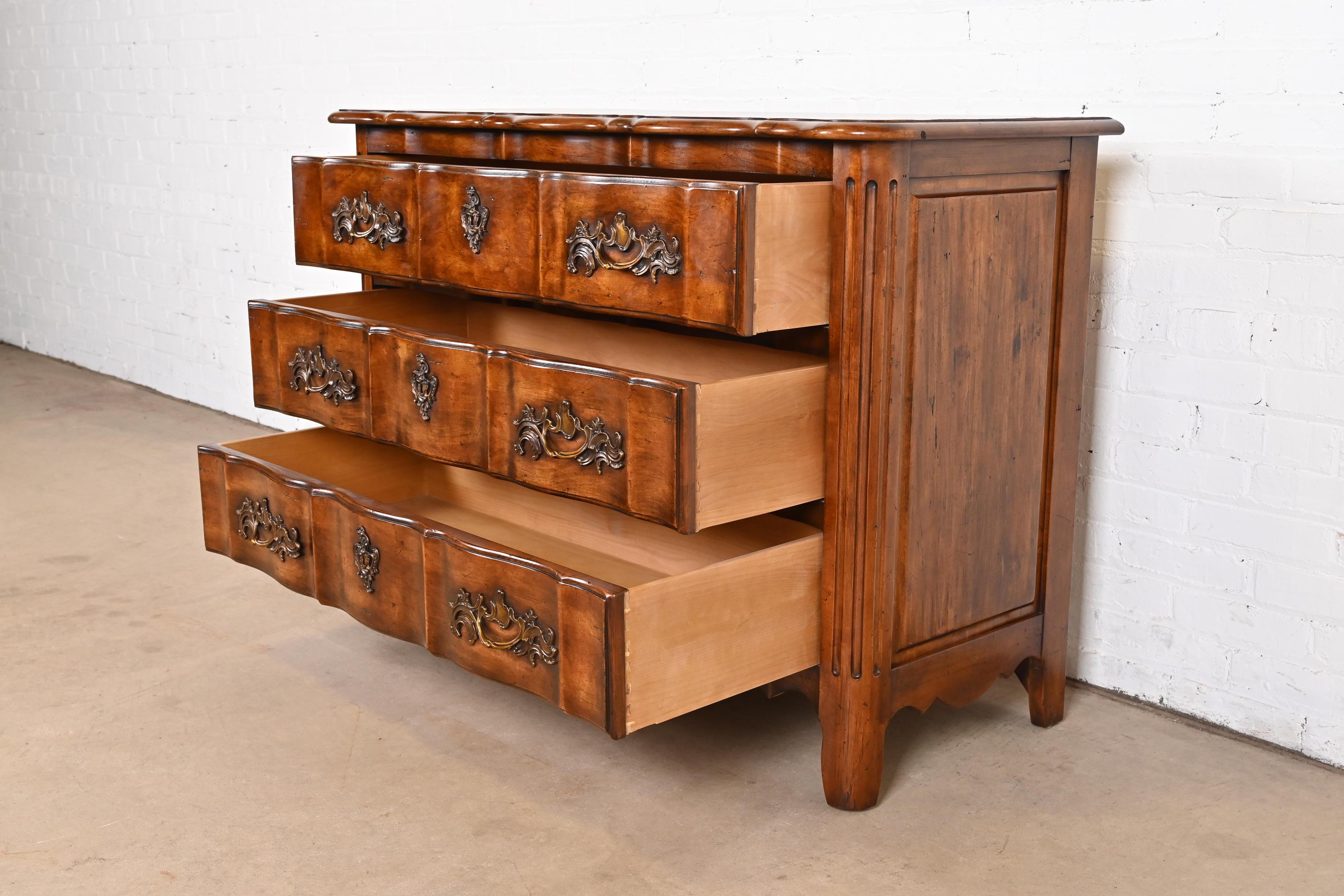 Century Furniture French Provincial Louis XV Carved Walnut Chest of Drawers For Sale 5