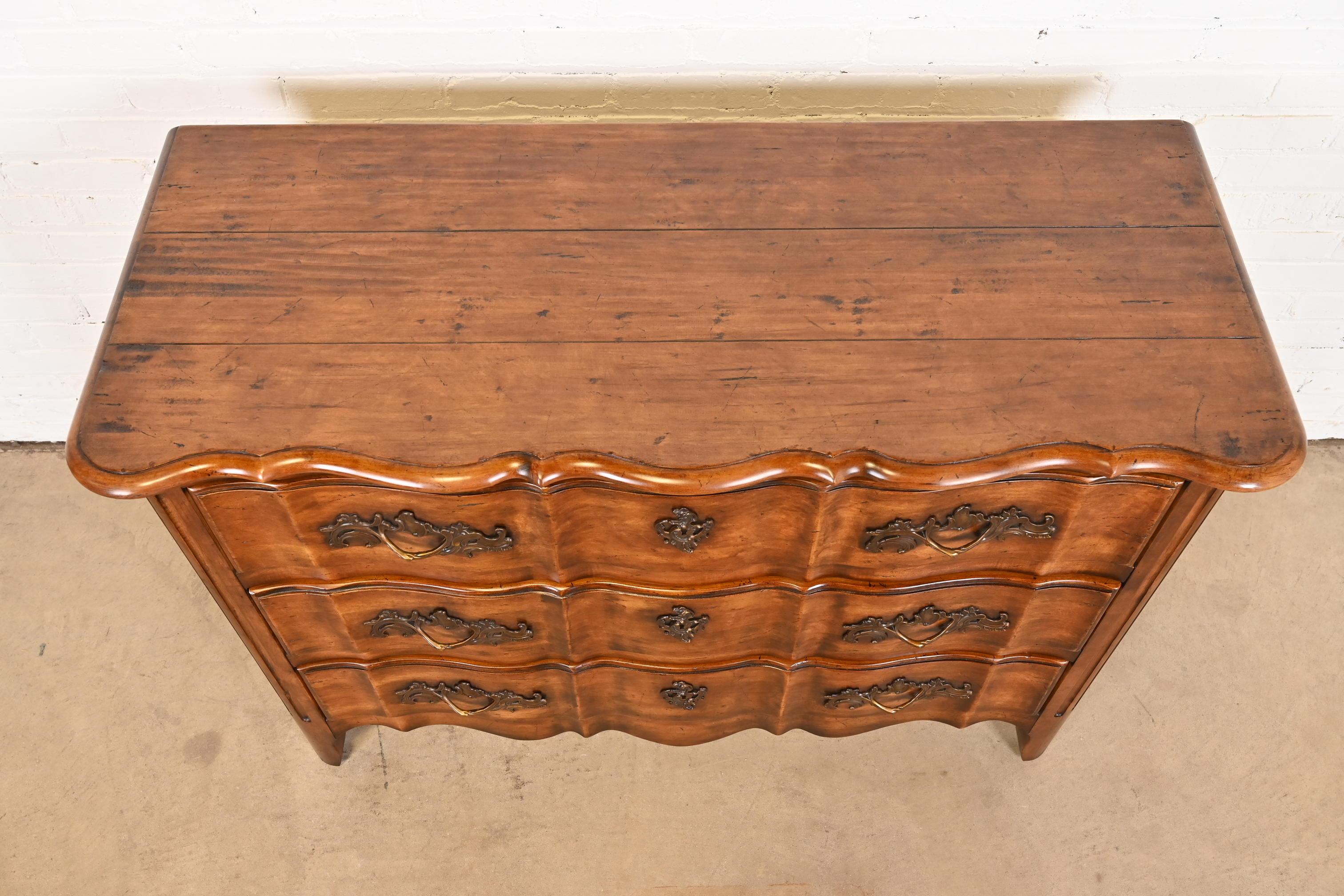 Century Furniture French Provincial Louis XV Carved Walnut Chest of Drawers For Sale 9