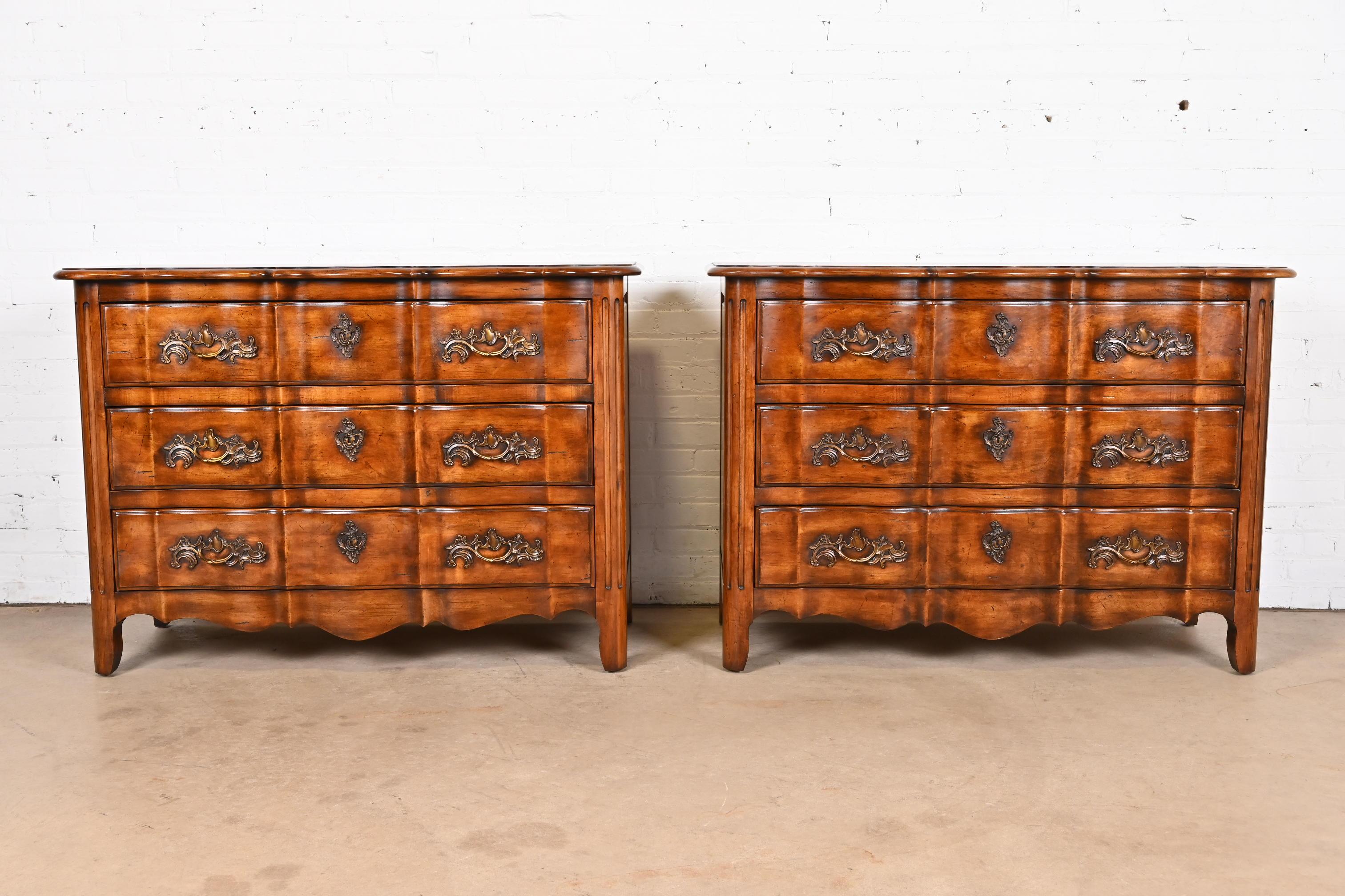 Century Furniture French Provincial Louis XV Carved Walnut Chest of Drawers For Sale 12