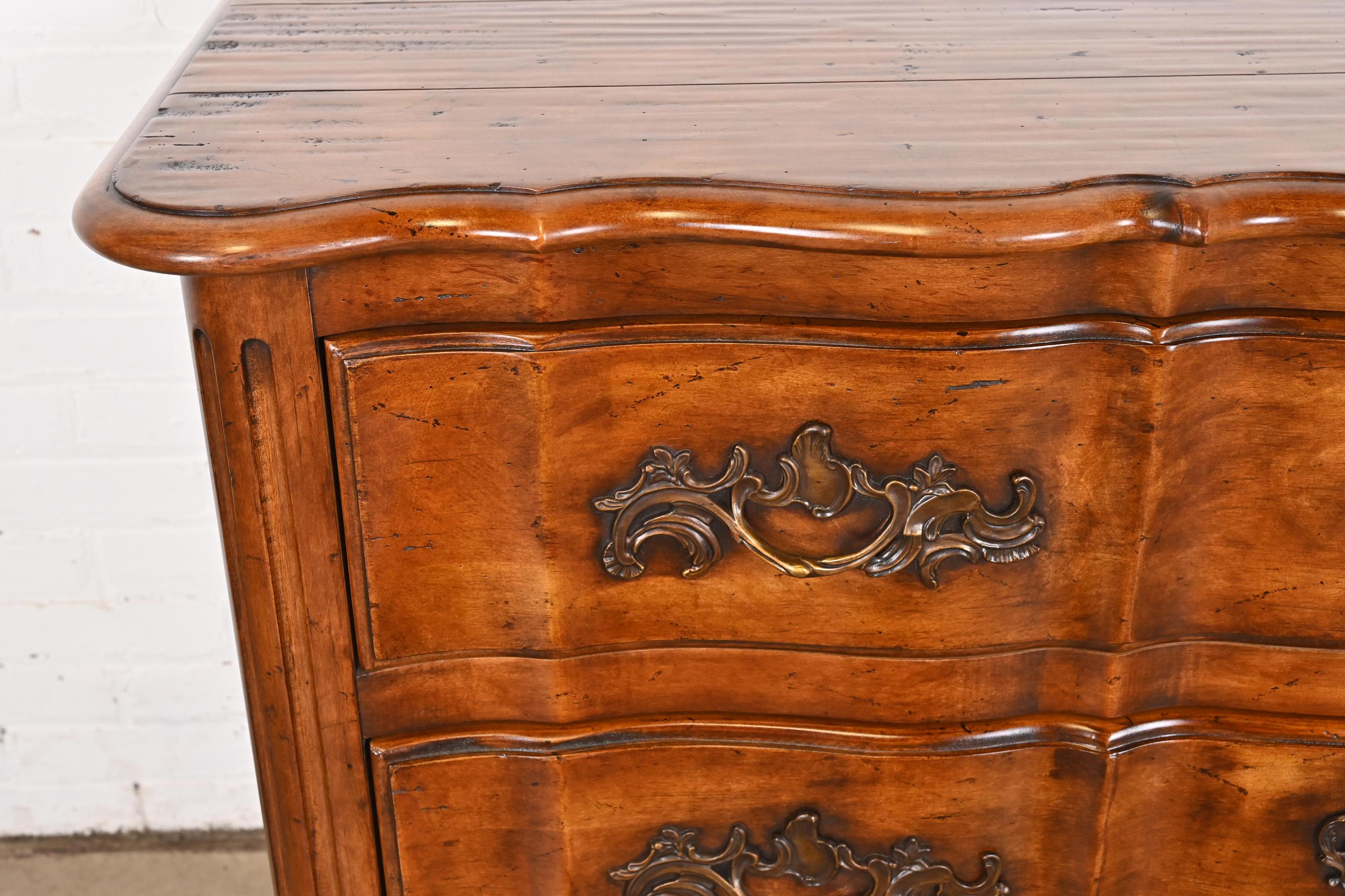 Century Furniture French Provincial Louis XV Carved Walnut Chest of Drawers For Sale 2