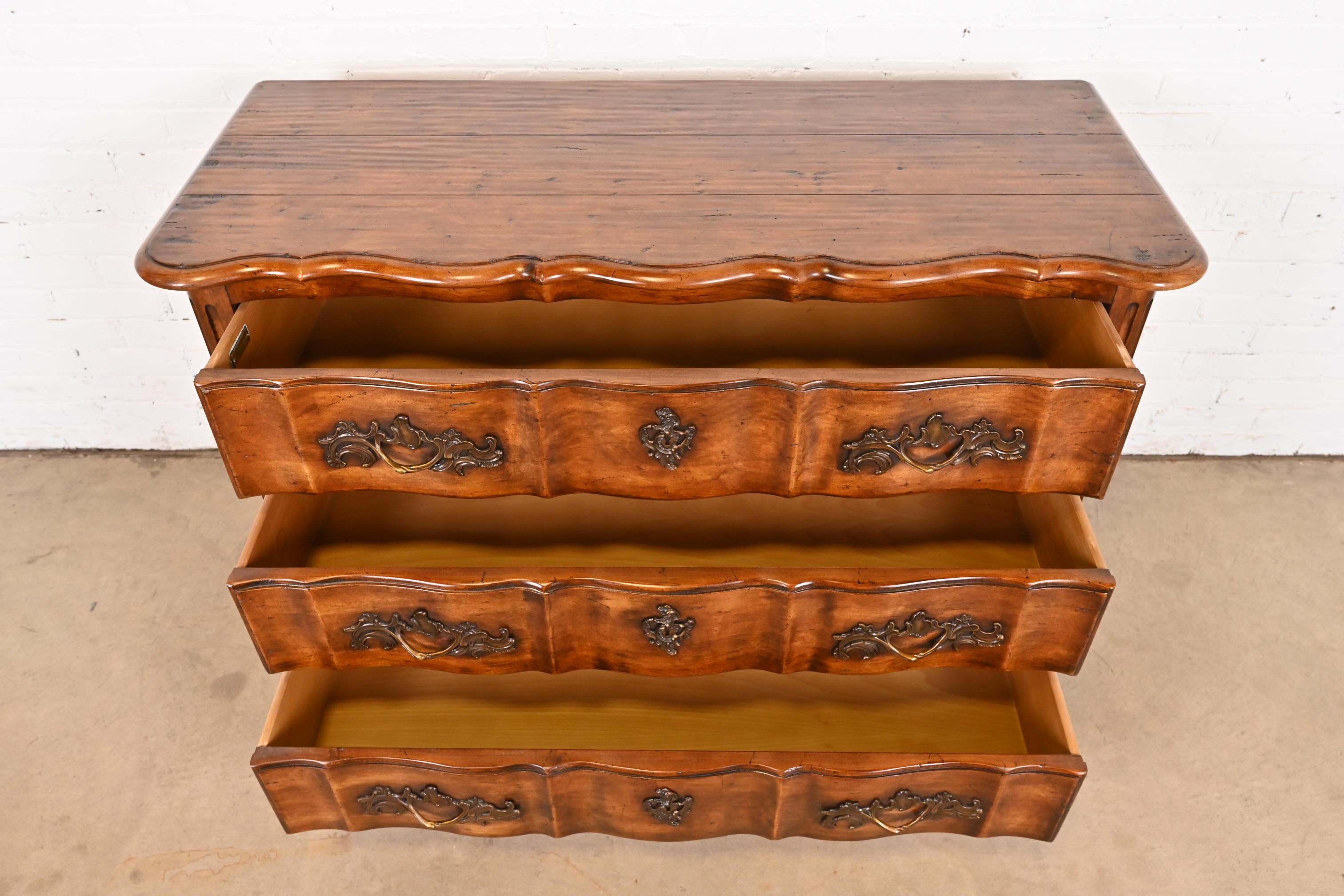 Century Furniture French Provincial Louis XV Carved Walnut Chest of Drawers For Sale 3