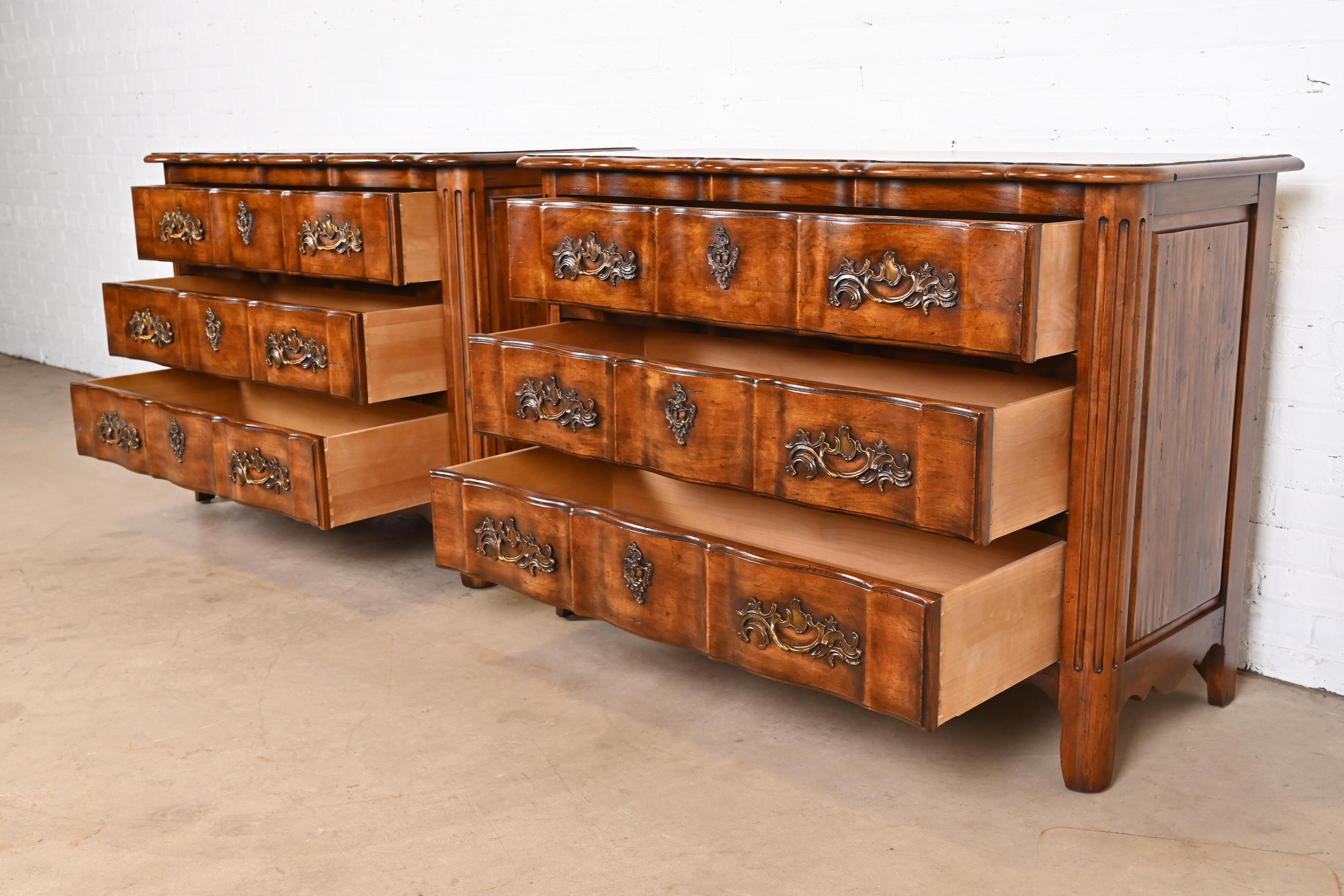 Century Furniture French Provincial Louis XV Carved Walnut Chests of Drawers For Sale 3