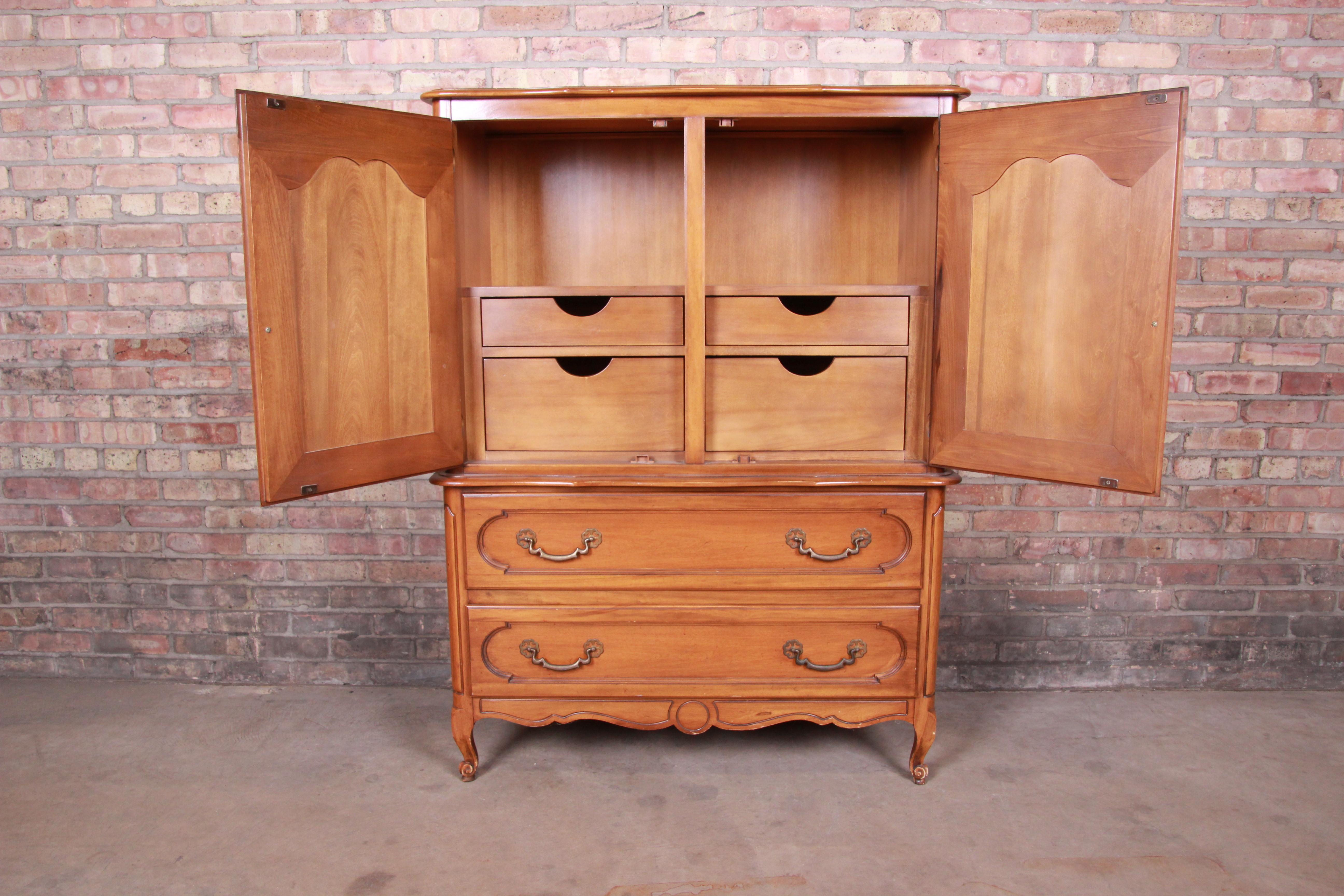 20th Century Century Furniture French Provincial Louis XV Cherry Wood Gentleman's Chest