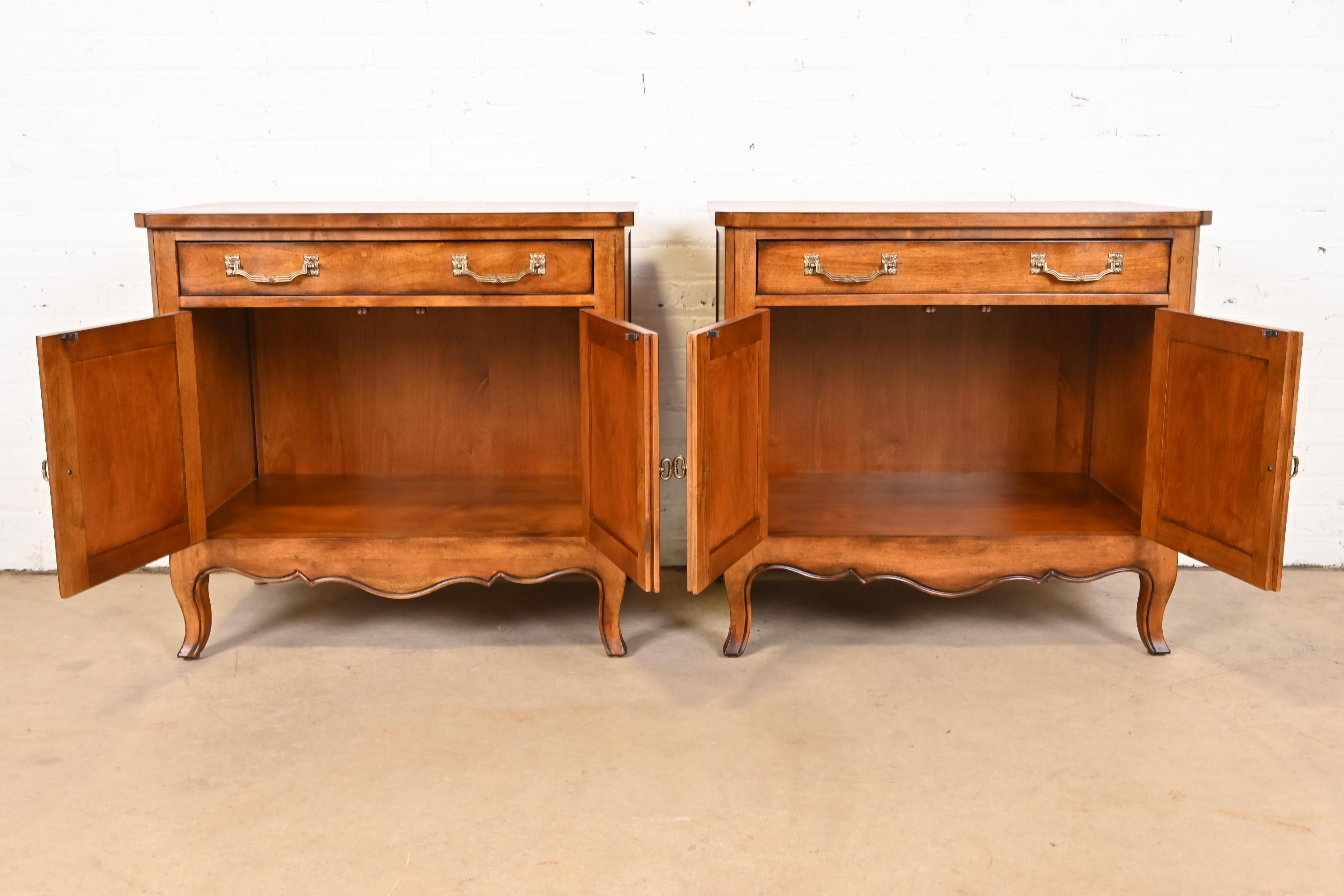 Century Furniture French Provincial Louis XV Cherry Wood Nightstands, Pair 8
