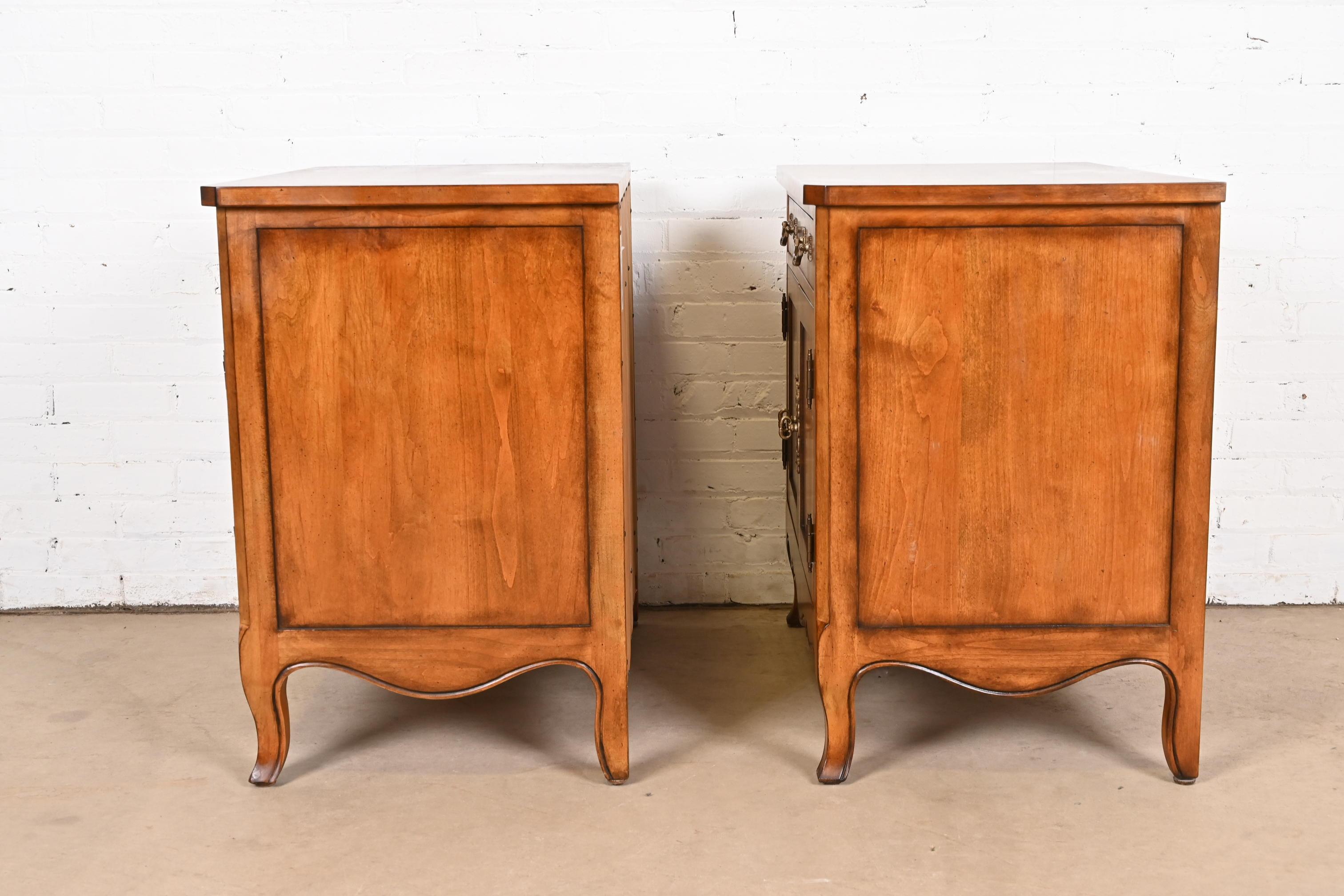 Century Furniture French Provincial Louis XV Cherry Wood Nightstands, Pair 10