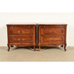 Century Furniture French Provincial Louis XV Cherry Wood Nightstands, Pair