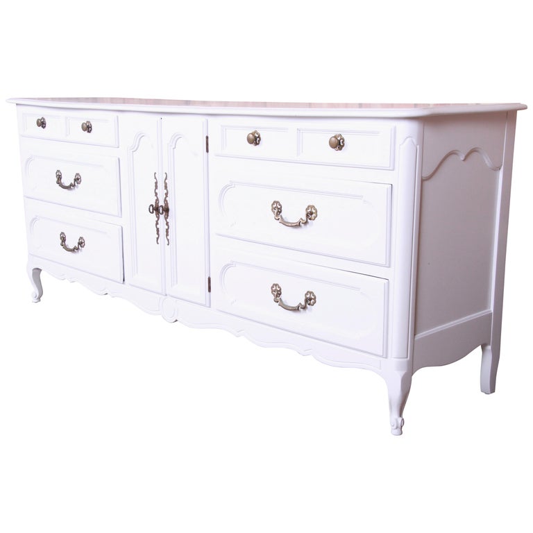 Century Furniture French Provincial Louis XV White Lacquered Dresser or ...