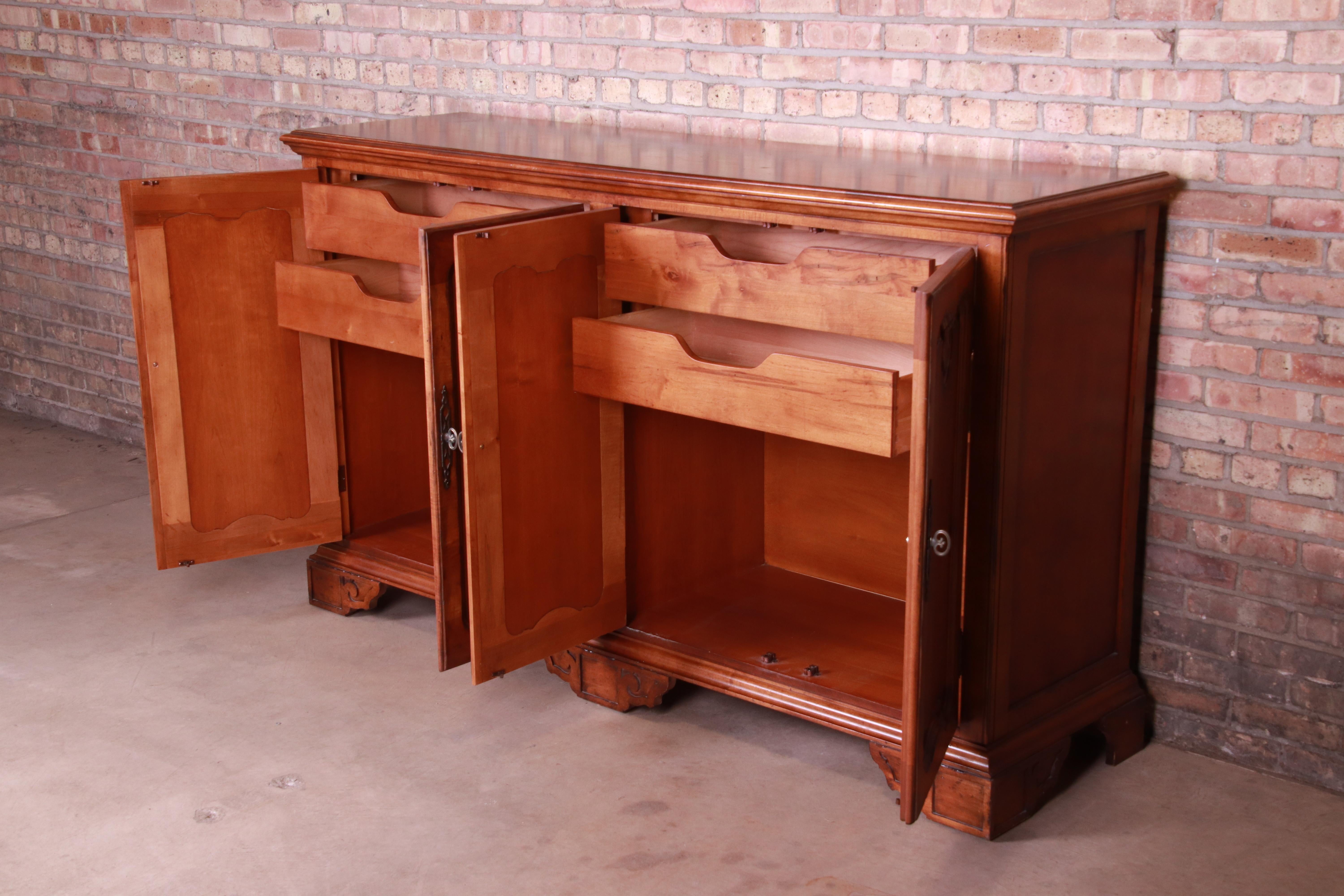 Century Furniture French Provincial Walnut Sideboard Credenza or Bar Cabinet For Sale 4