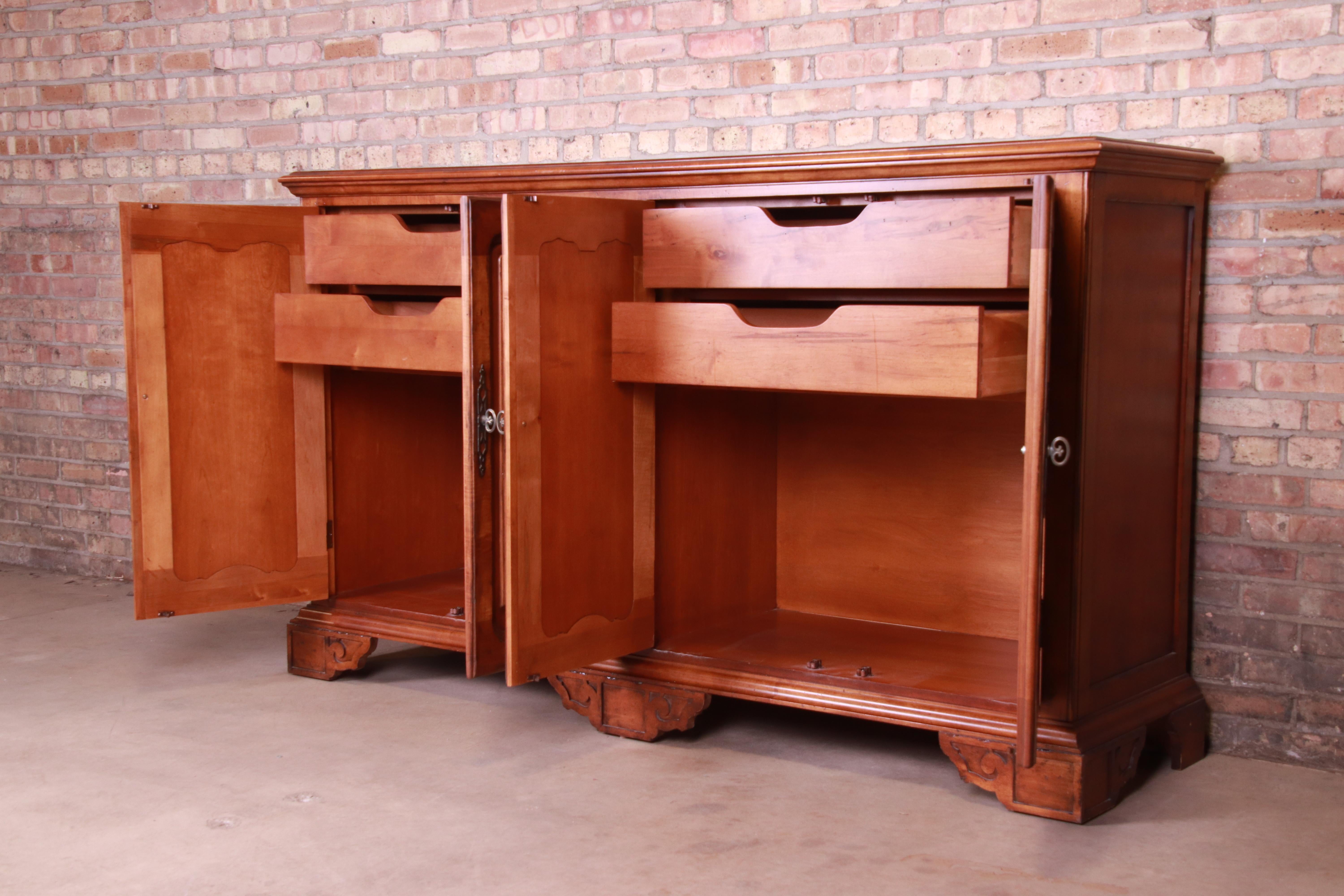 Century Furniture French Provincial Walnut Sideboard Credenza or Bar Cabinet For Sale 5