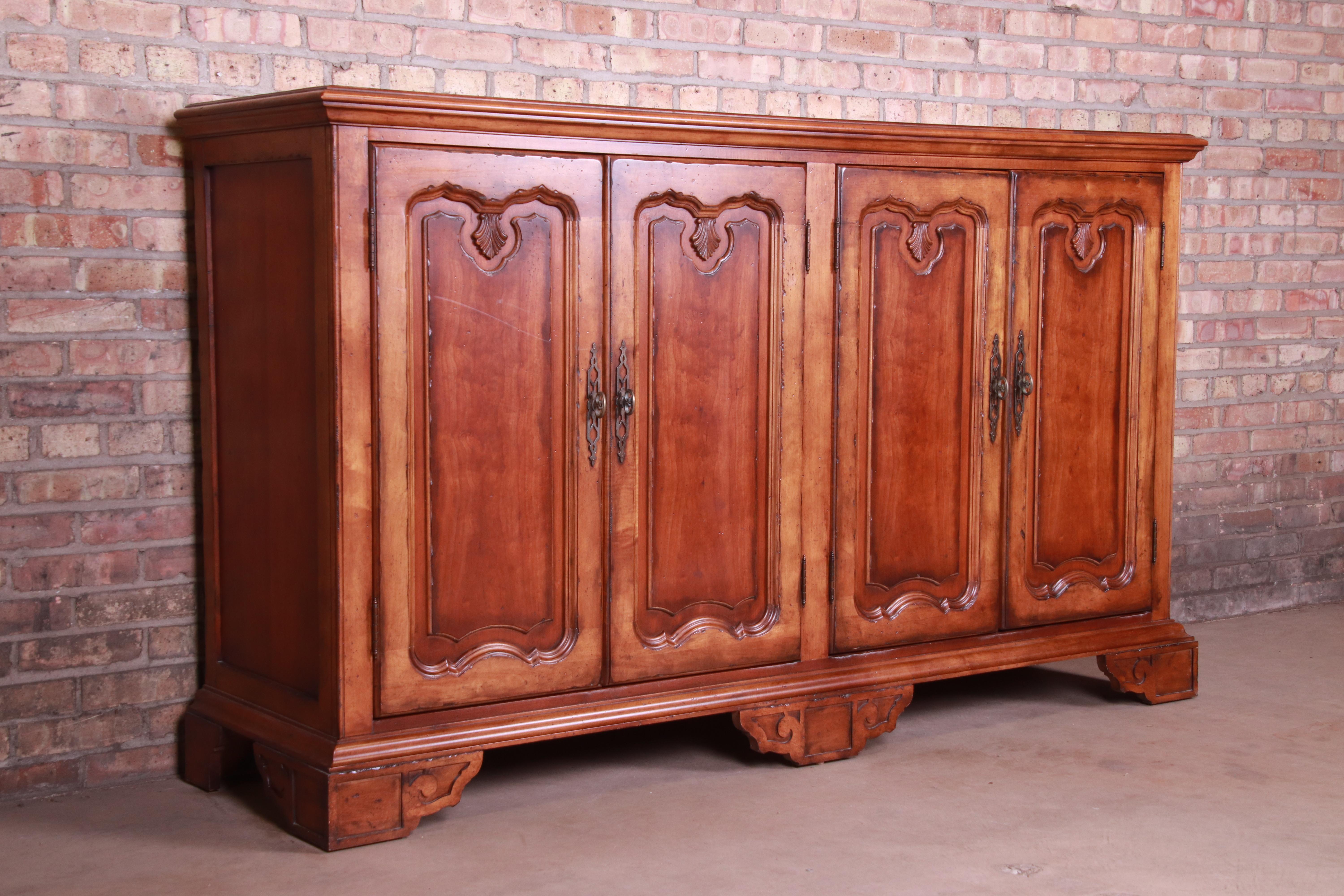 20th Century Century Furniture French Provincial Walnut Sideboard Credenza or Bar Cabinet For Sale