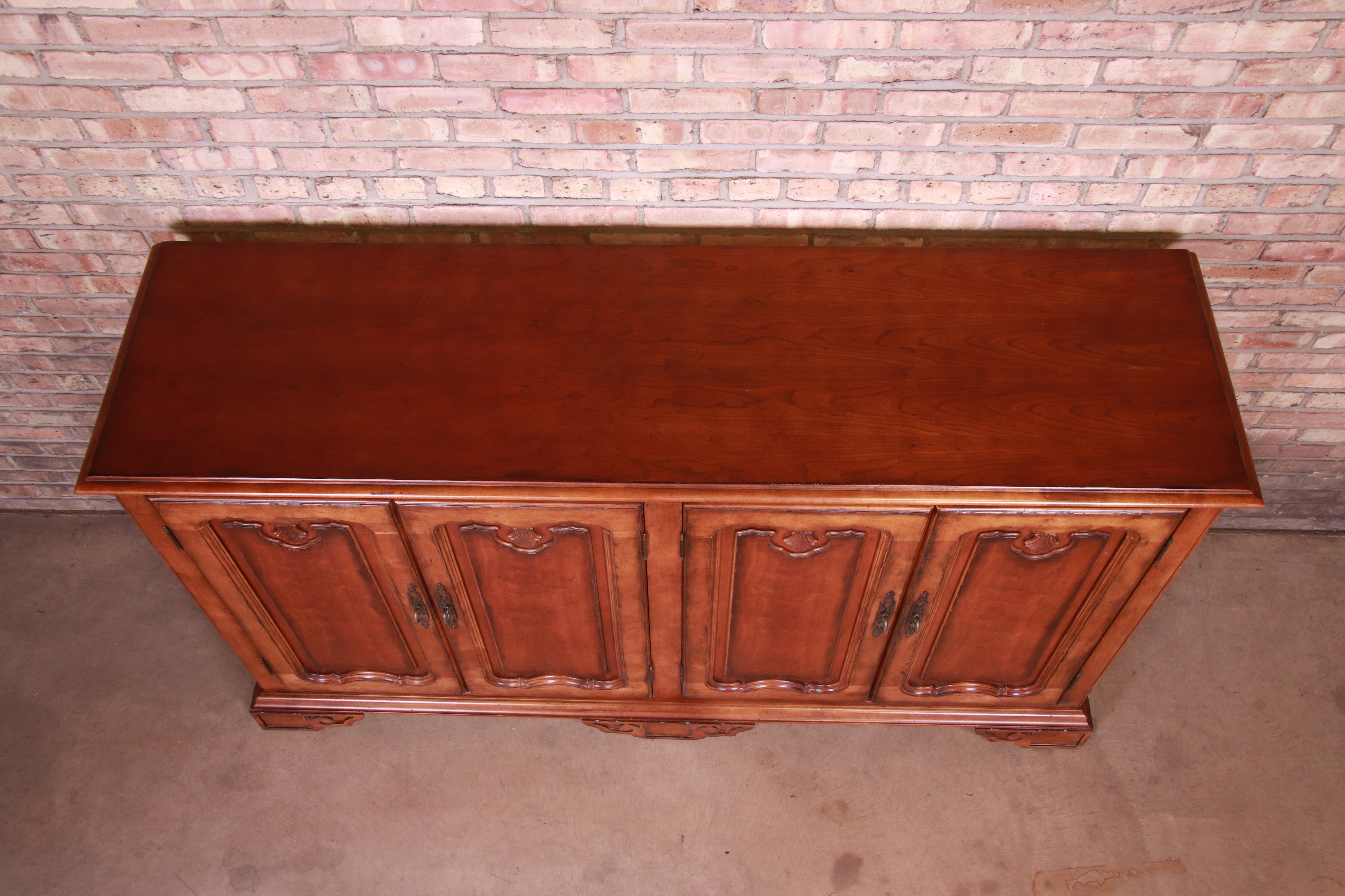 Century Furniture French Provincial Walnut Sideboard Credenza or Bar Cabinet For Sale 1