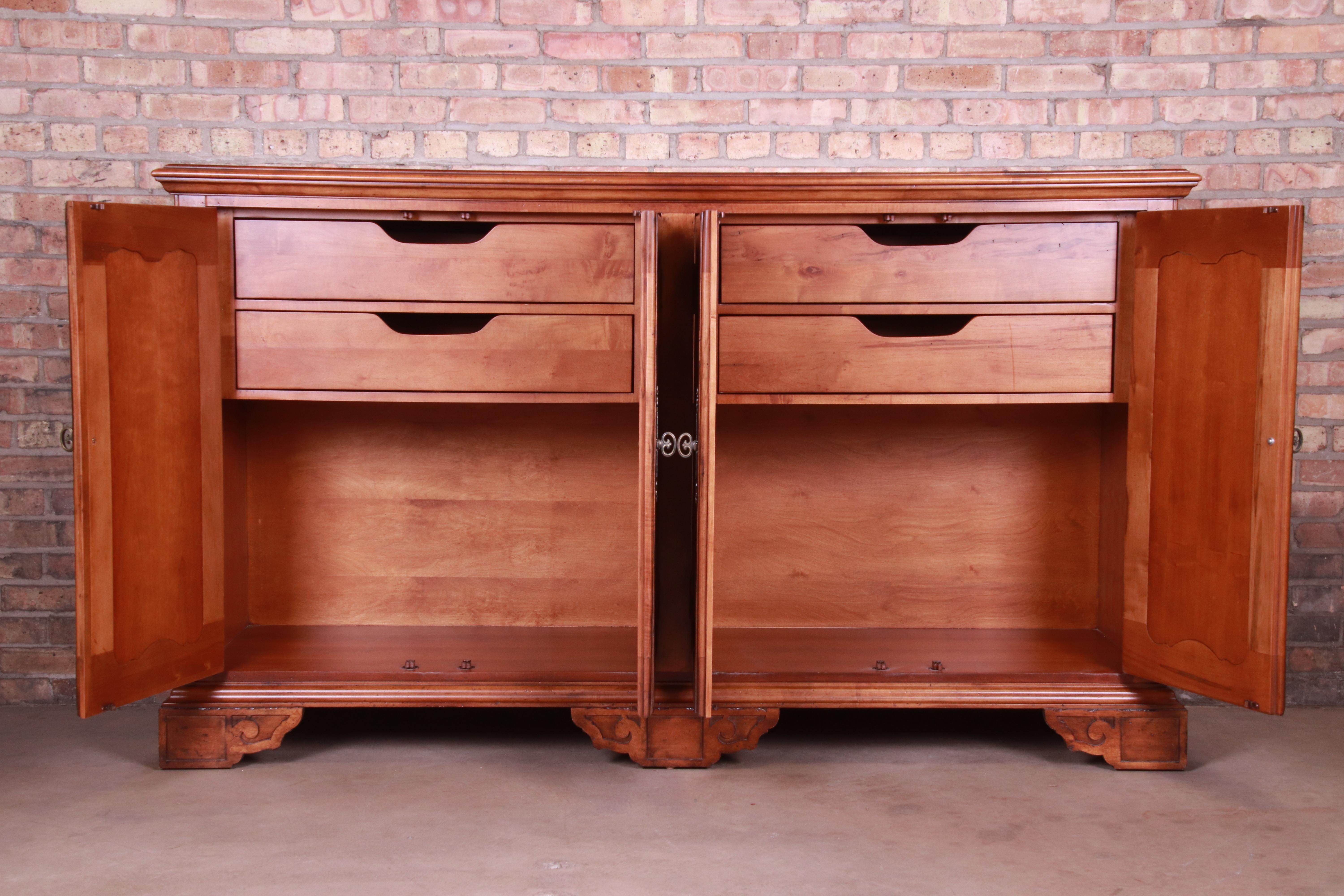 Century Furniture French Provincial Walnut Sideboard Credenza or Bar Cabinet For Sale 2