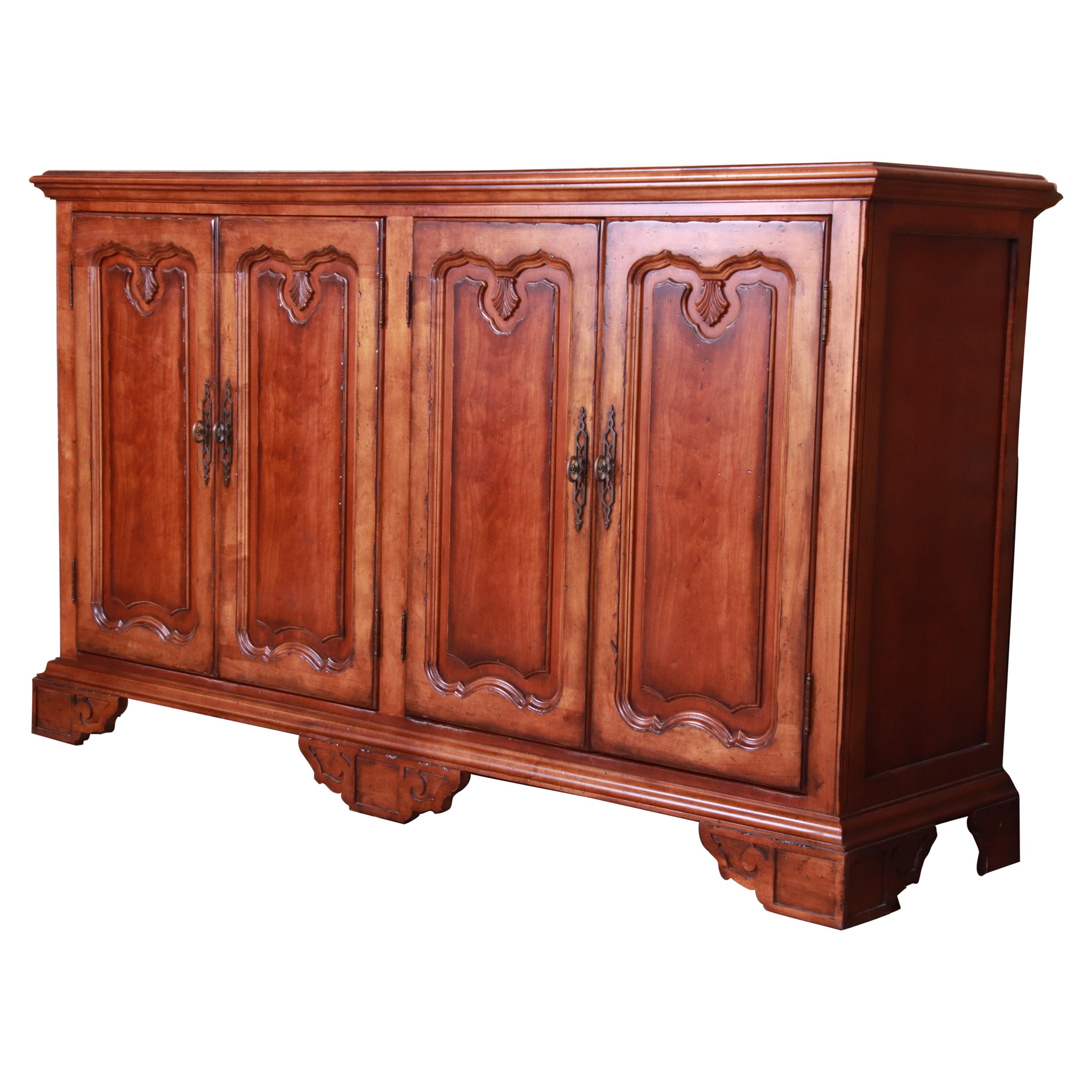 Century Furniture French Provincial Walnut Sideboard Credenza or Bar Cabinet For Sale