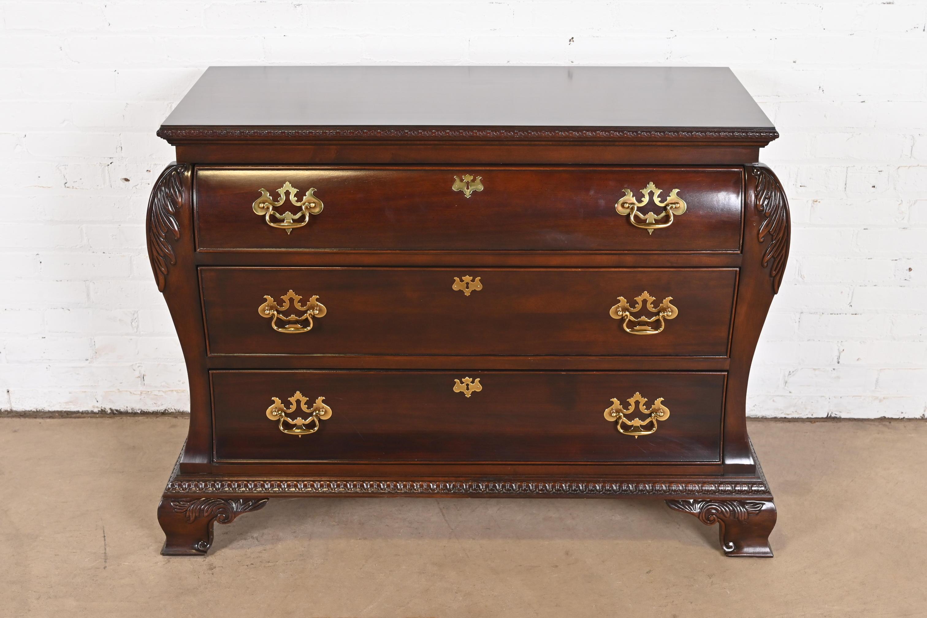 Louis XV Century Furniture Georgian Carved Mahogany Bombay Dresser or Commode For Sale