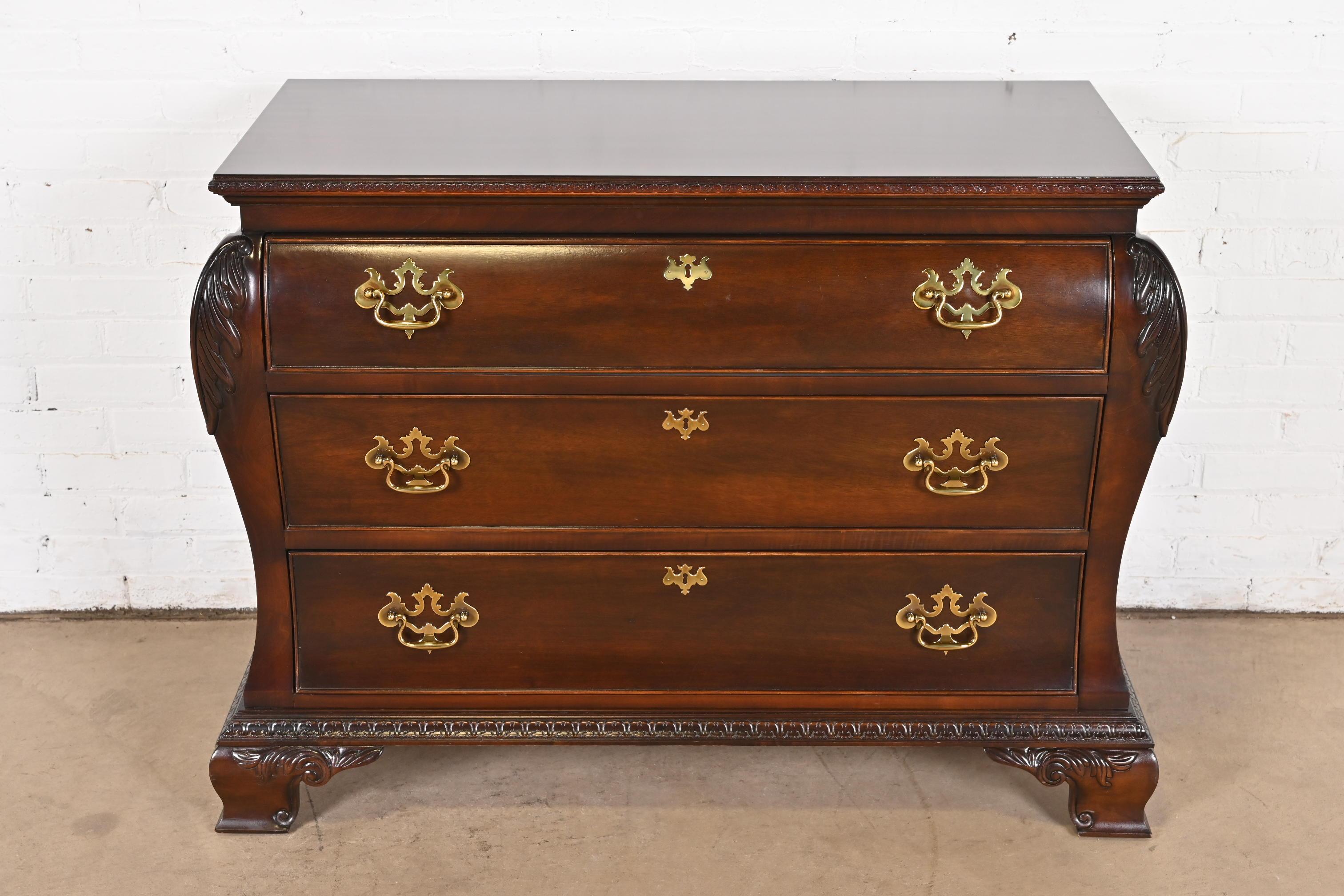 Louis XV Century Furniture Georgian Carved Mahogany Bombay Dresser or Commode For Sale