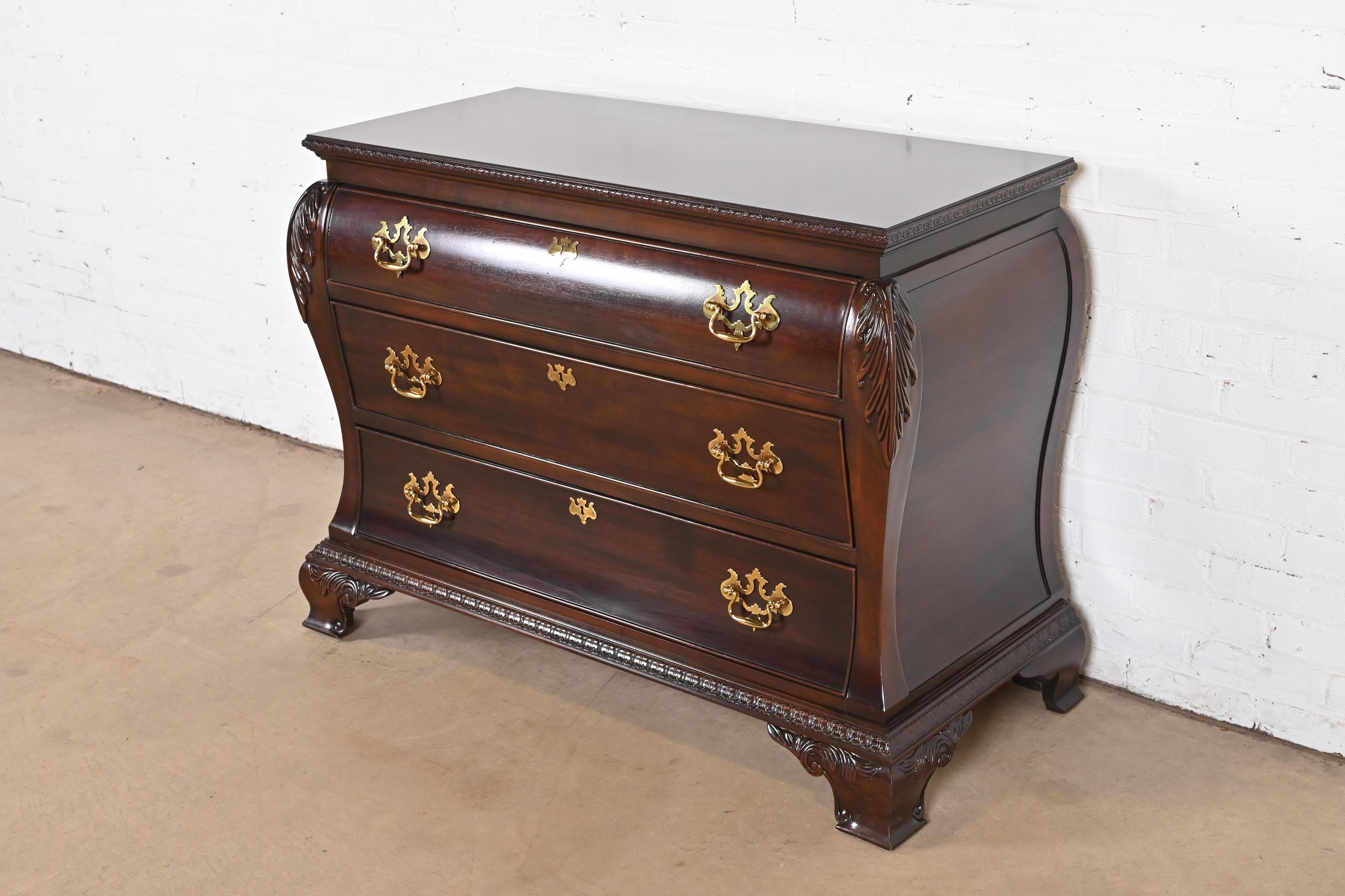 American Century Furniture Georgian Carved Mahogany Bombay Dresser or Commode For Sale