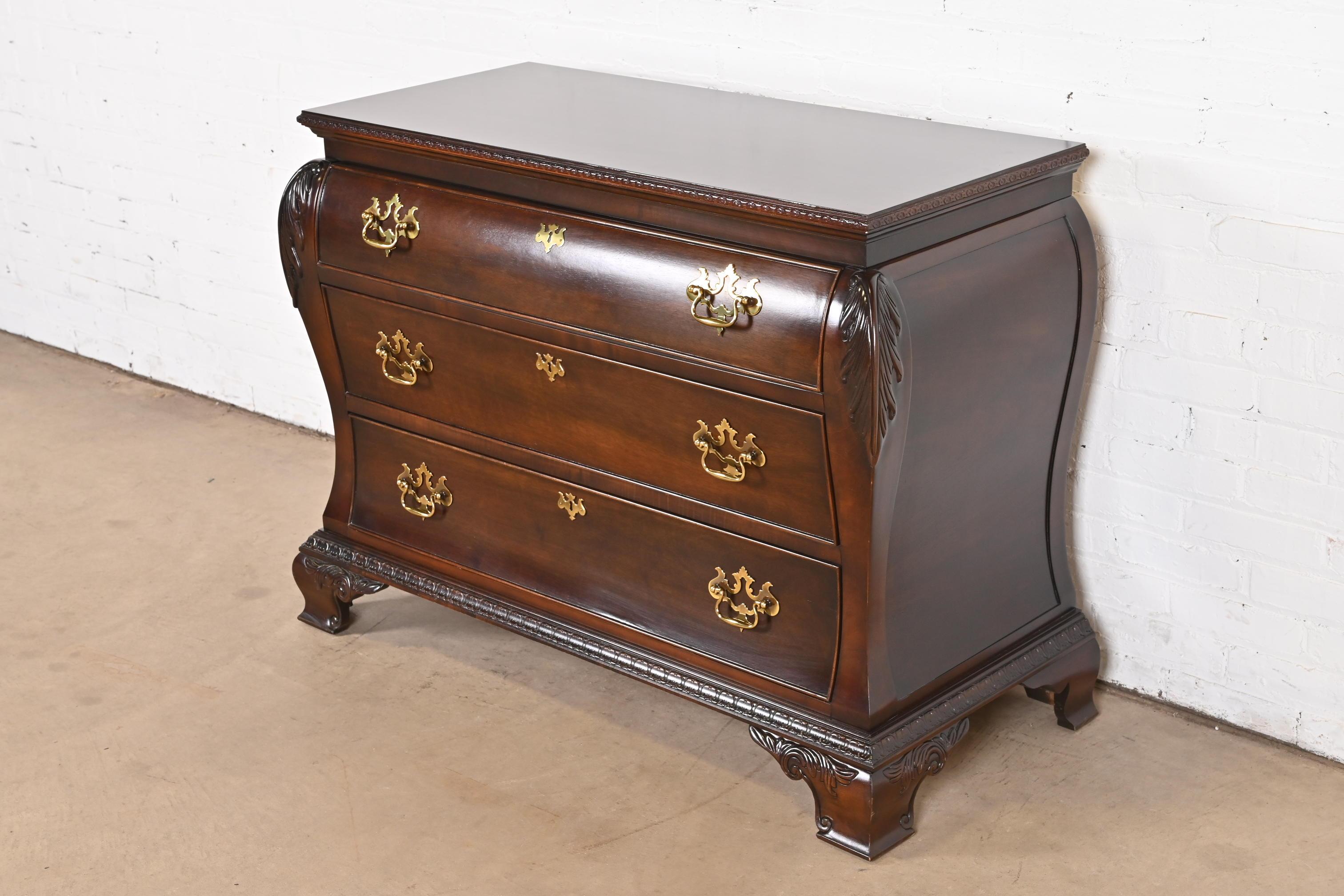 American Century Furniture Georgian Carved Mahogany Bombay Dresser or Commode For Sale