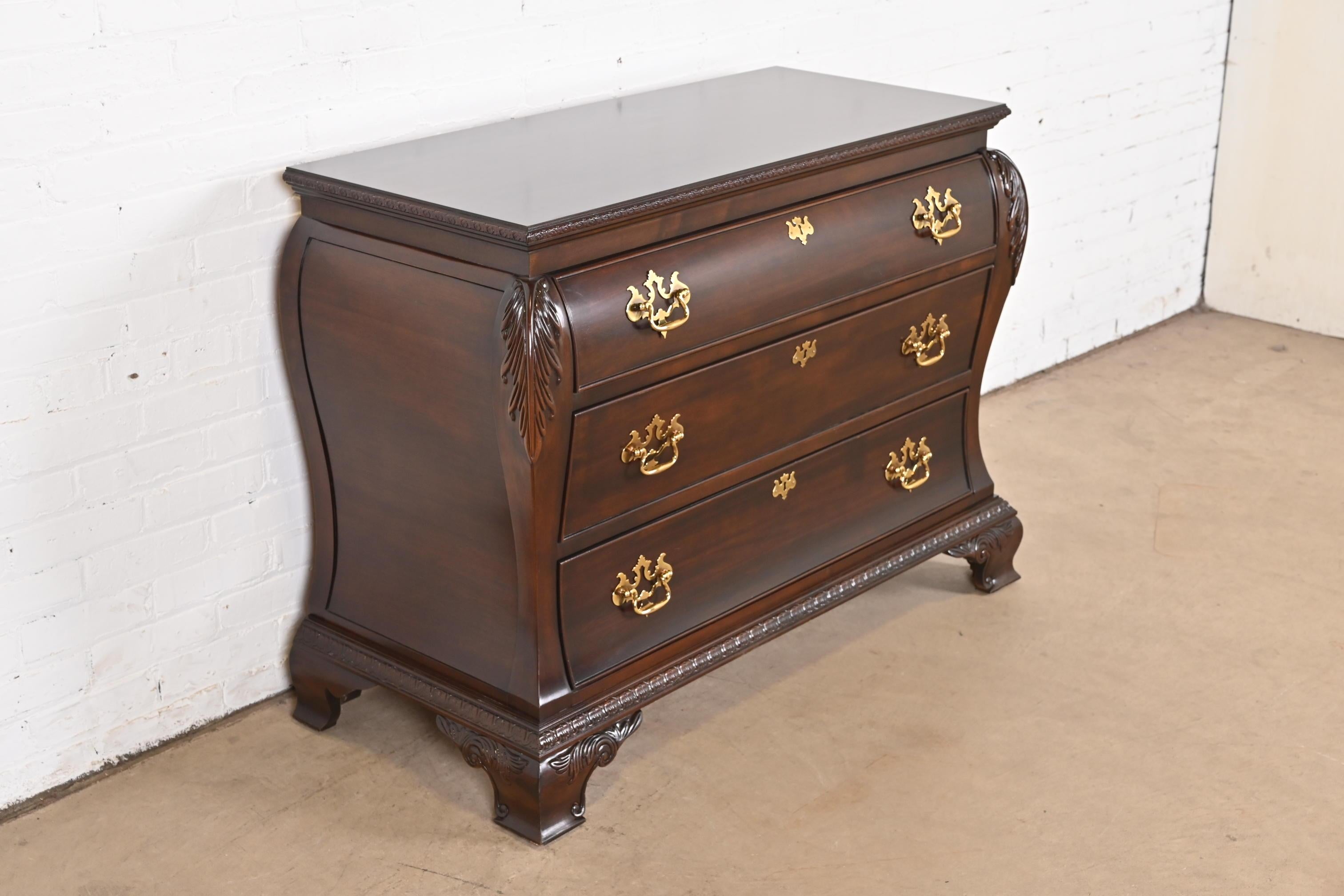 20th Century Century Furniture Georgian Carved Mahogany Bombay Dresser or Commode For Sale
